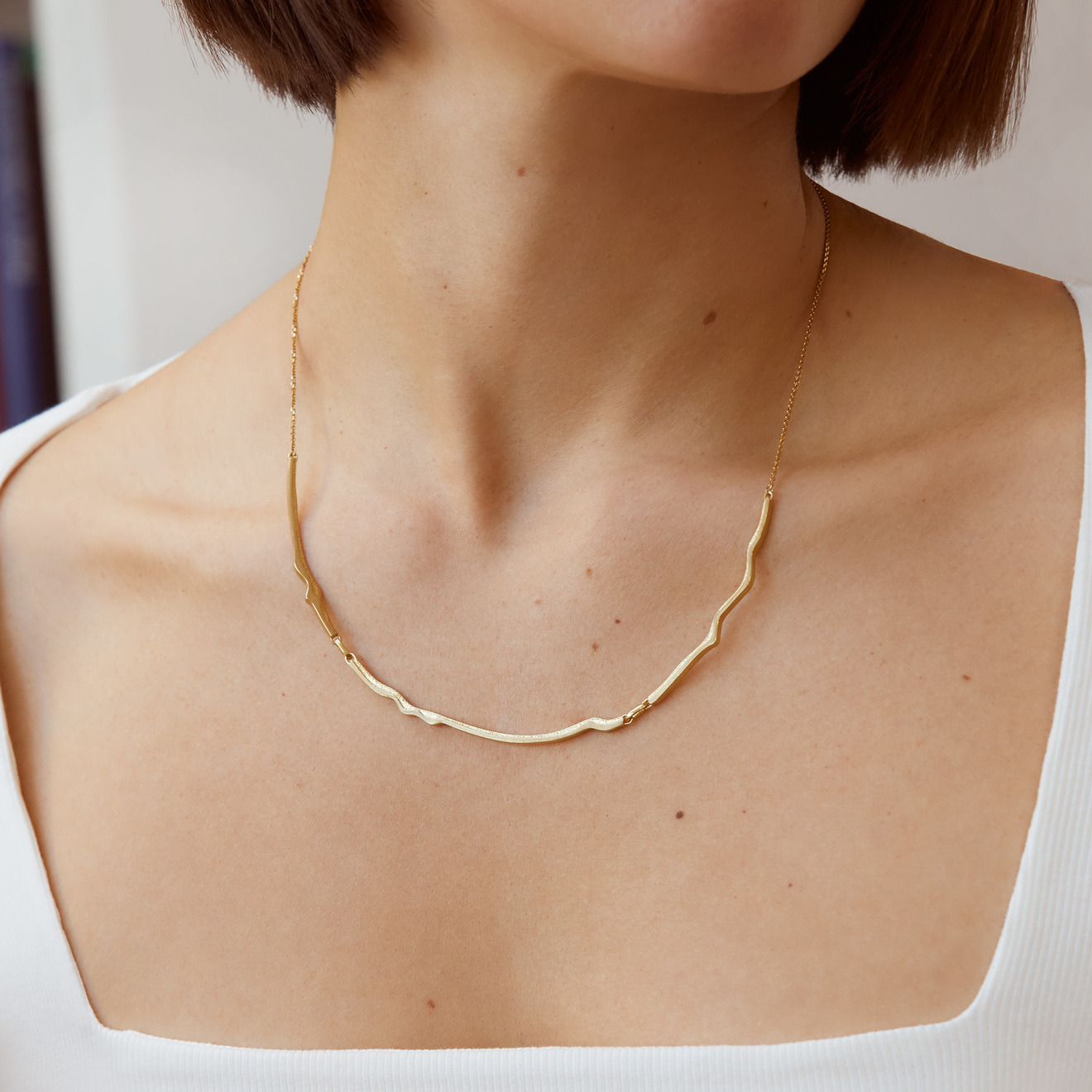 Gold-plated Satin Teide necklace made of silver
