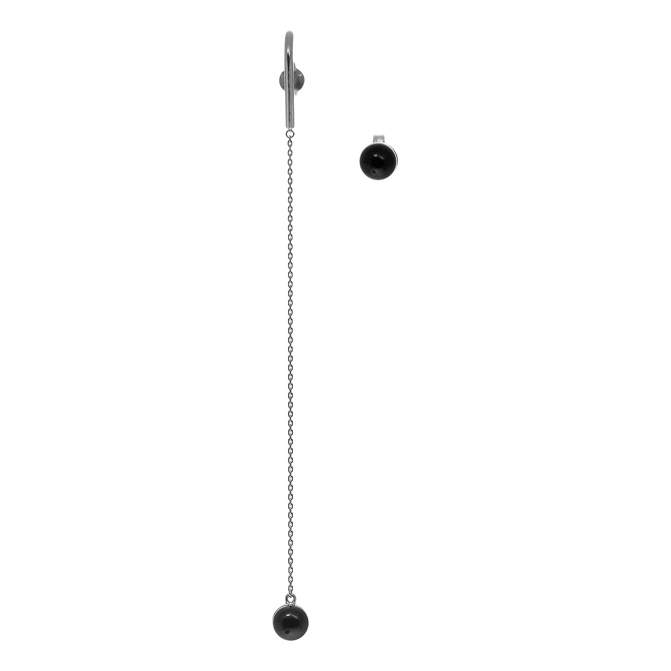 f-моносерьга с черным ситаллом, из коллекции Lollipops