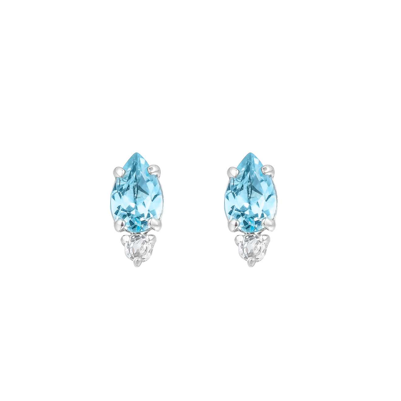 Stud earrings made of silver with blue topaz