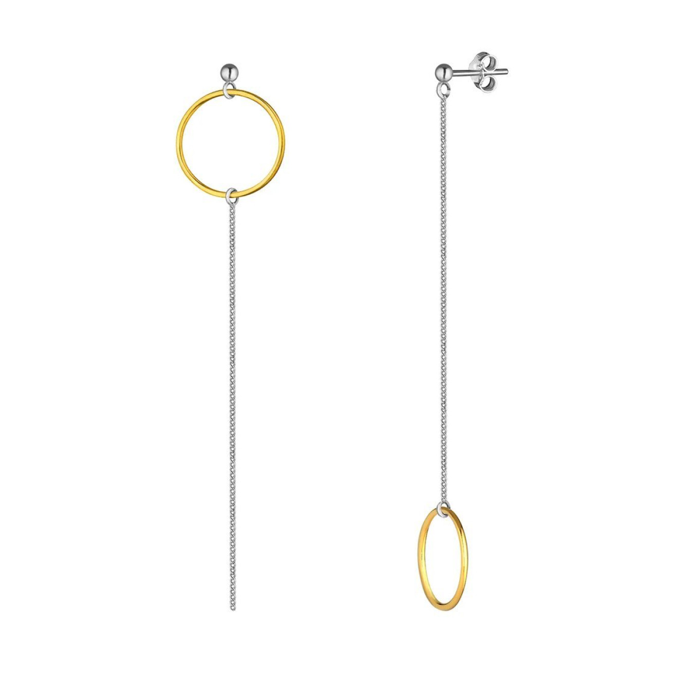 Gold-plated asymmetric earrings made of silver Karma