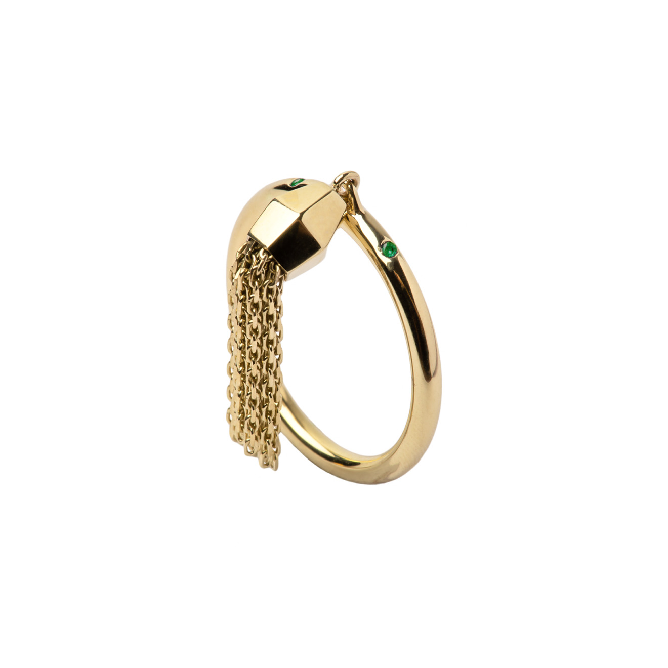 Кольцо из золота с изумрудами и подвеской-кистью Tasselly emeralds