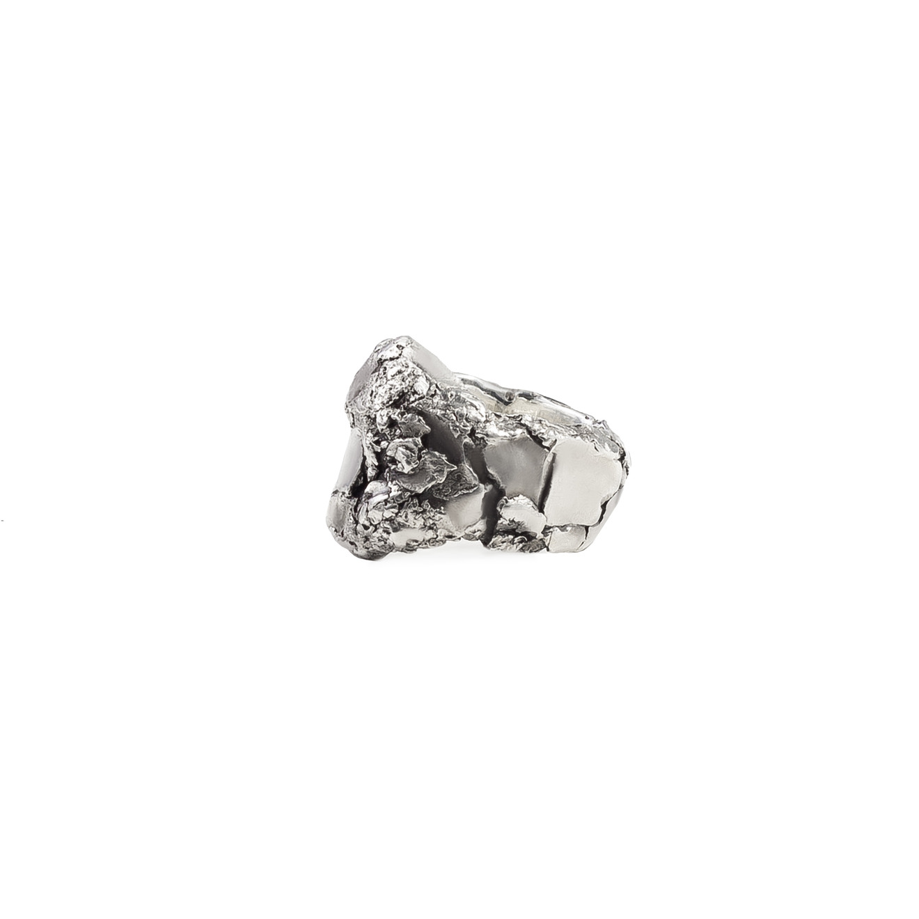 Textured light silver ring with cracks