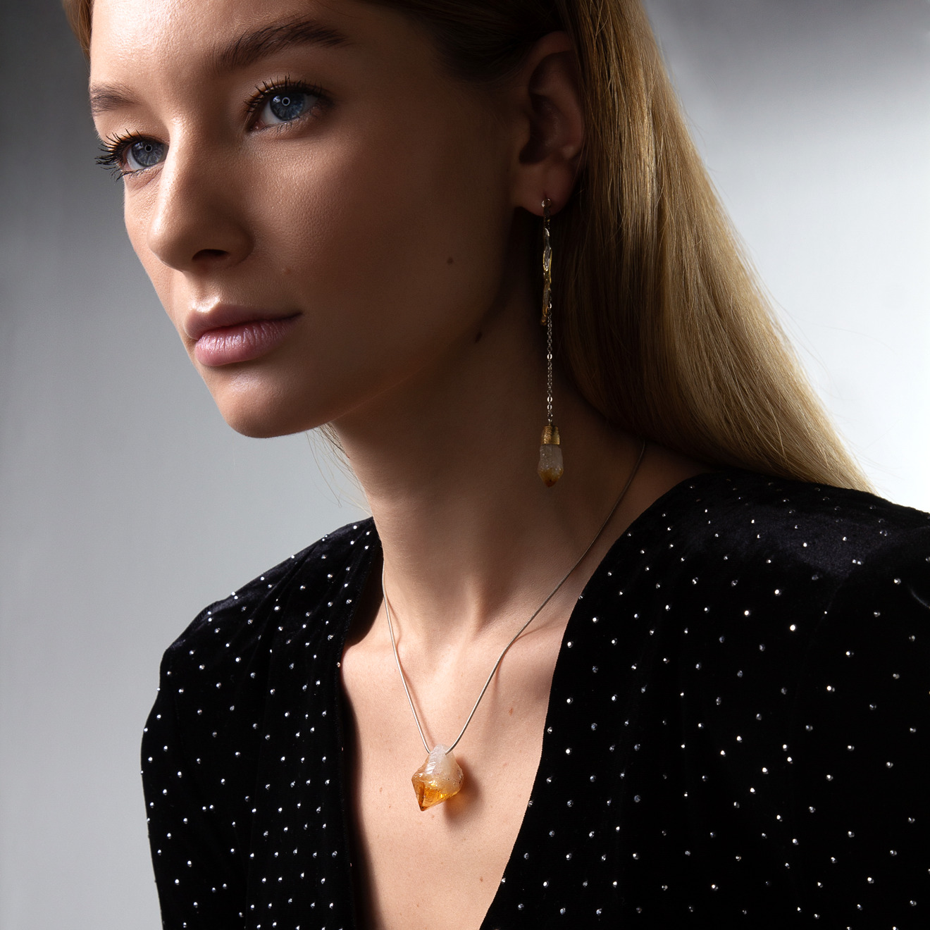 Citrine pendant on a silver chain
