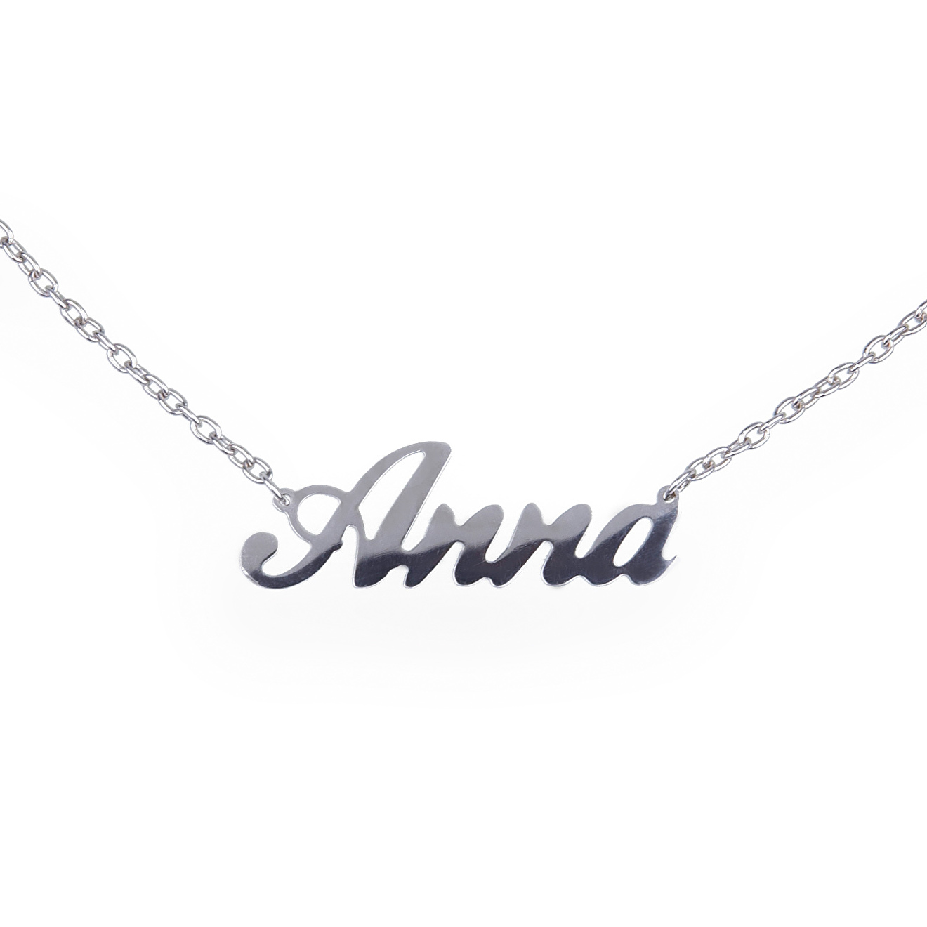 Именная подвеска на цепочке из серебра Anna