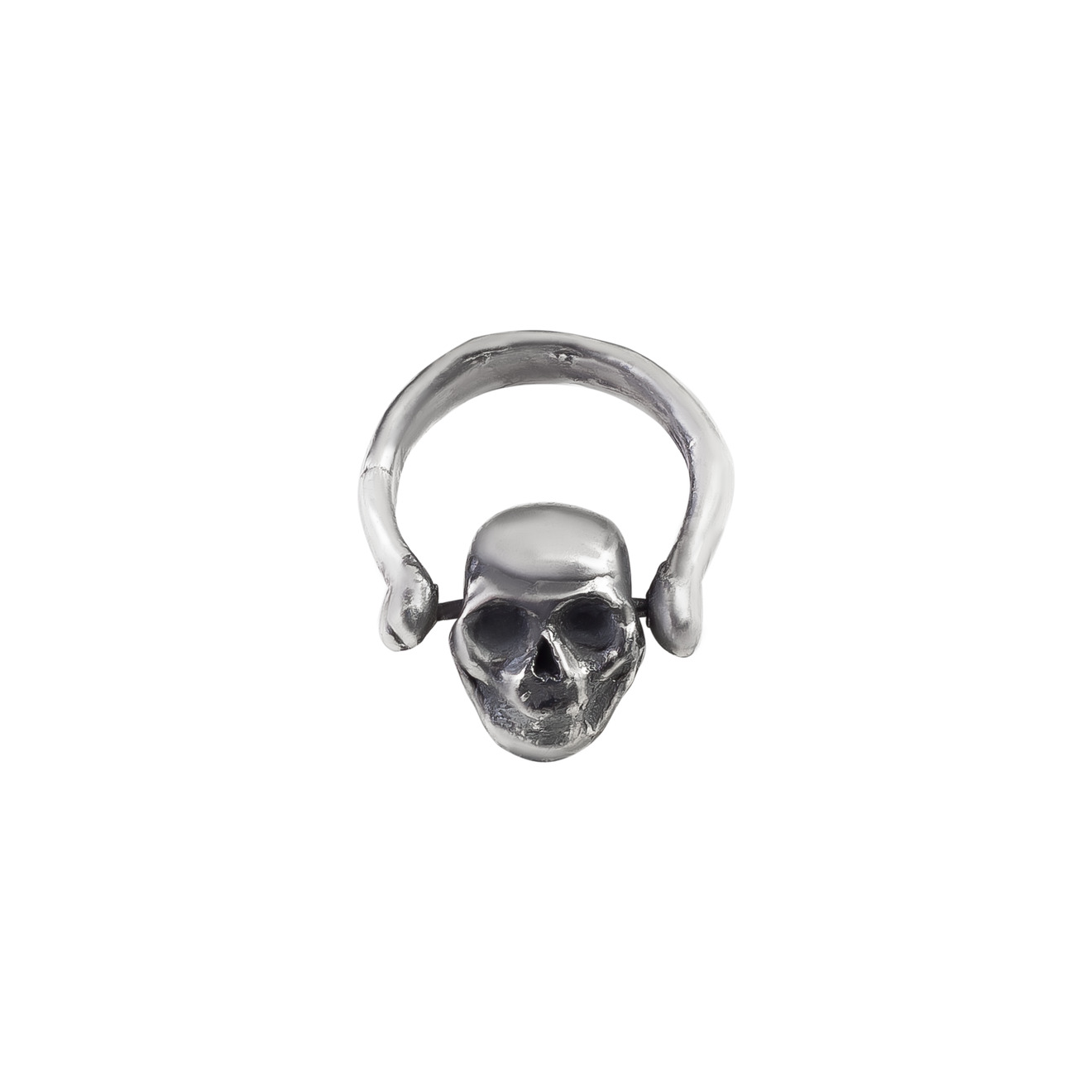 PHOSPHOR Вращающееся кольцо из серебра с черепом SADFACE phosphor широкое фактурное кольцо ccs из серебра