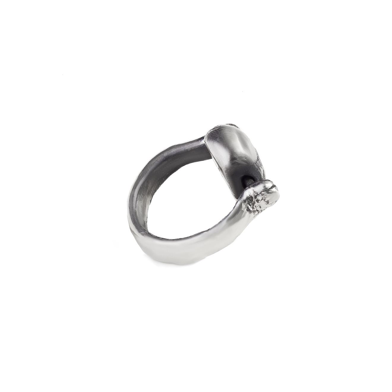 Rotating silver ring with SADFACE skull