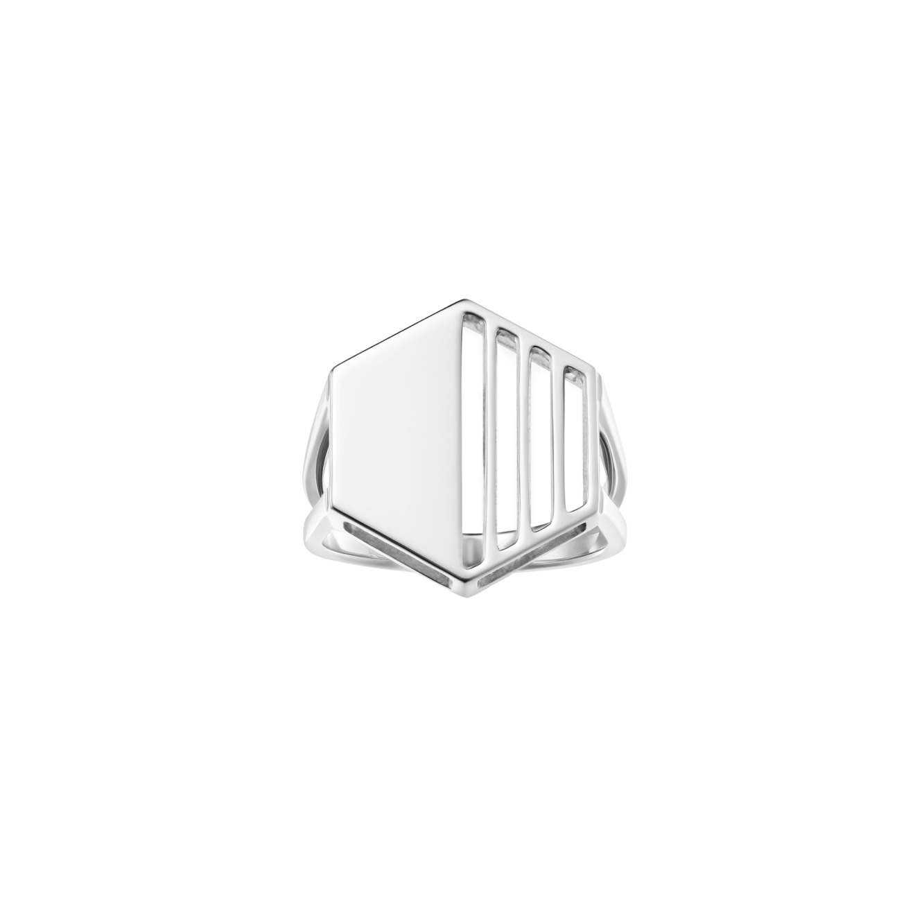 Jewlia Печатка Многоугольник из серебра, из коллекции «Полосы» jewlia позолоченная печатка прямоугольник из серебра с бесцветными фианитами