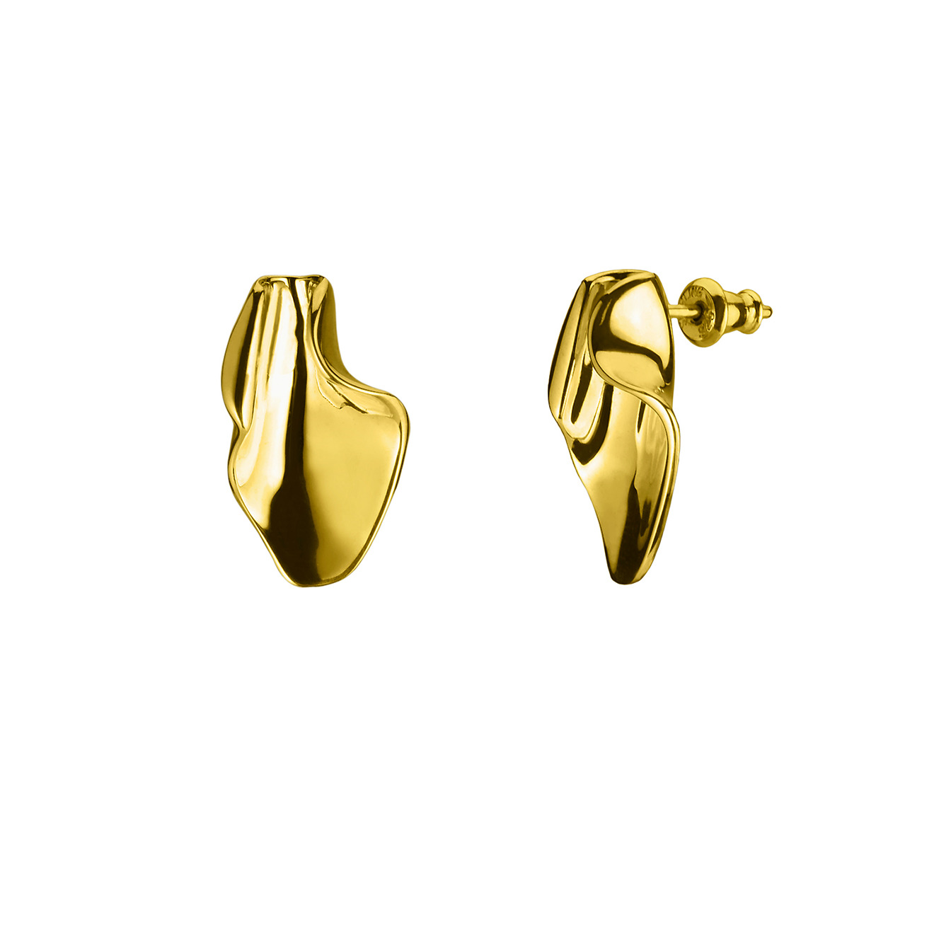 Gold-plated Crumpled Silver Earrings Sensuality