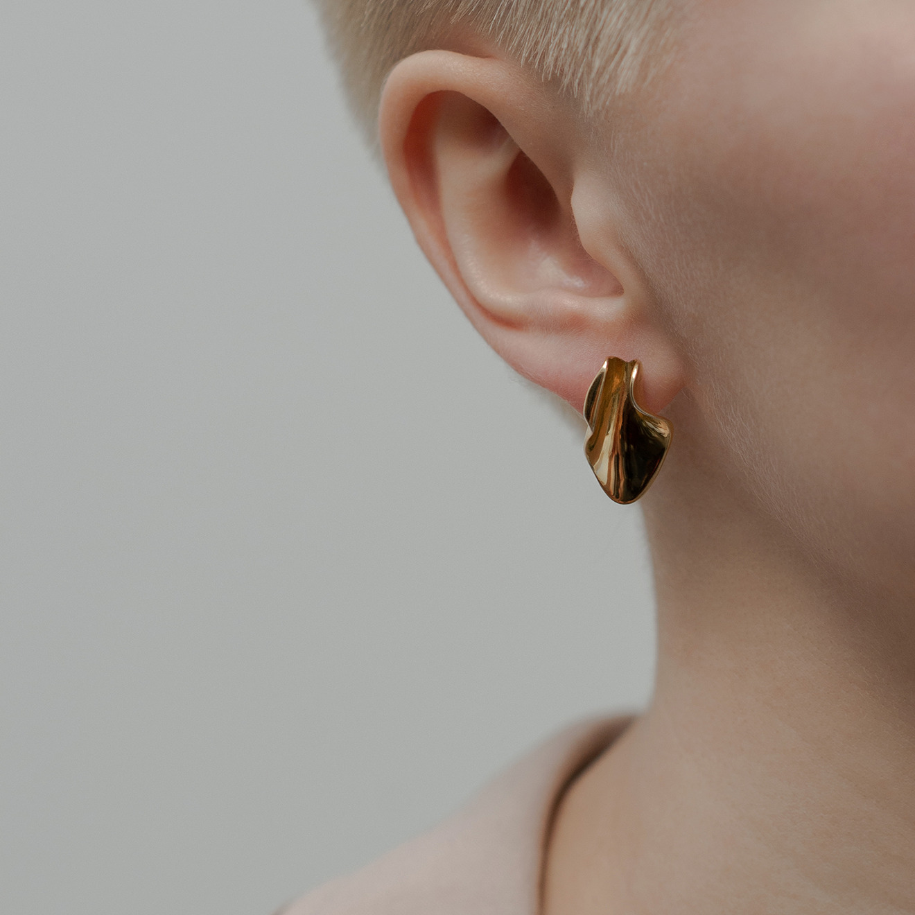 Gold-plated Crumpled Silver Earrings Sensuality