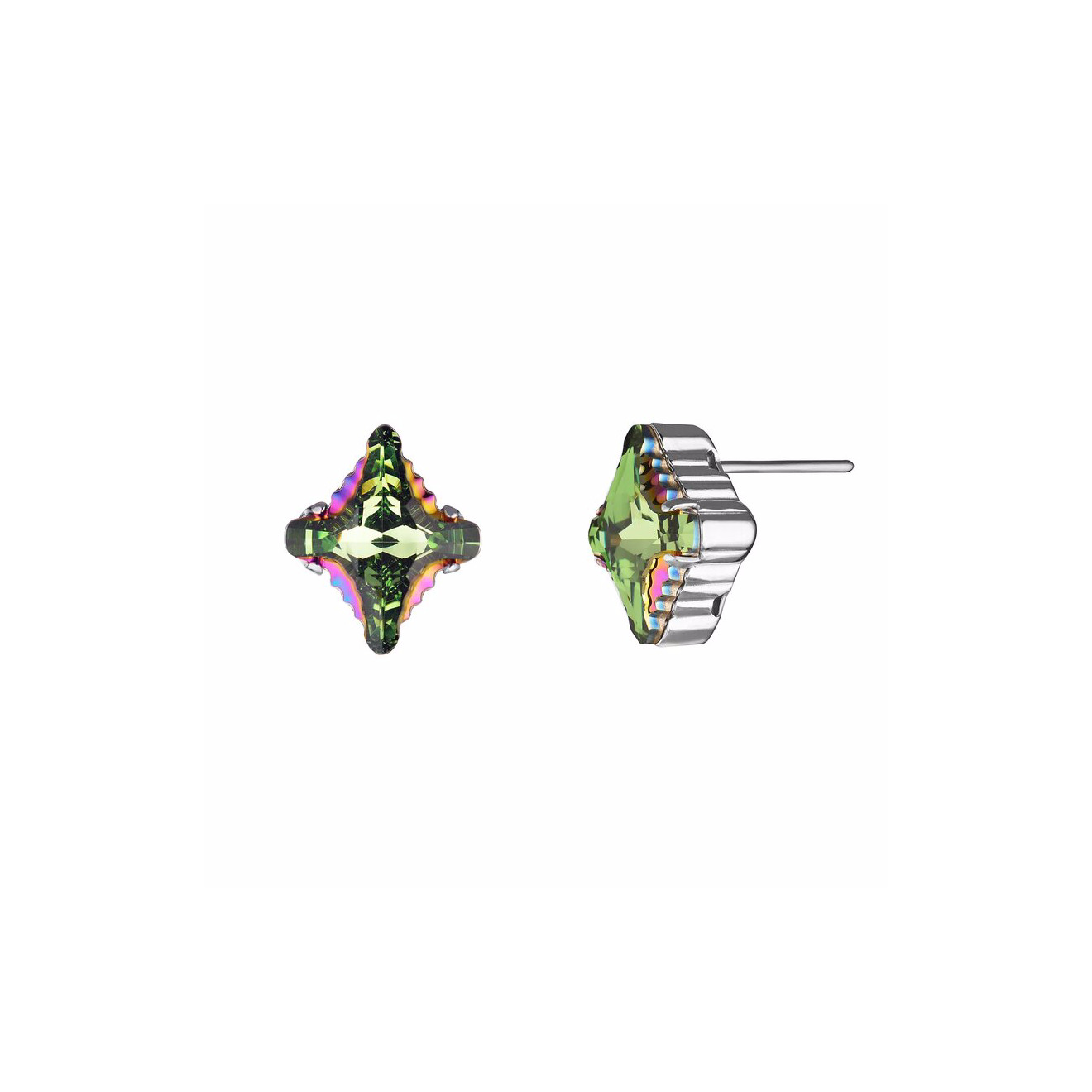 Rhombus Erinite Stud Earrings with Crystals