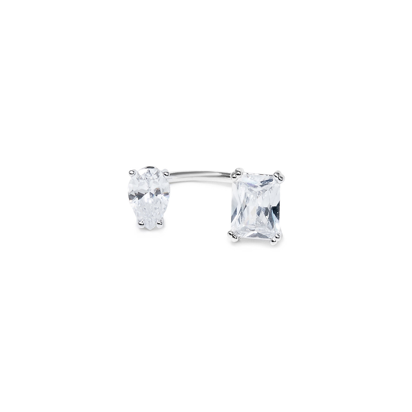 Herald Percy Серебристое незамкнутое кольцо с кристаллами isabel marant незамкнутое серебристое кольцо печатка с перламутром