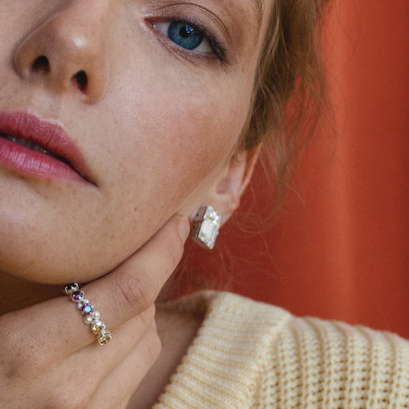 Step Cut Crystal Earrings with Crystals