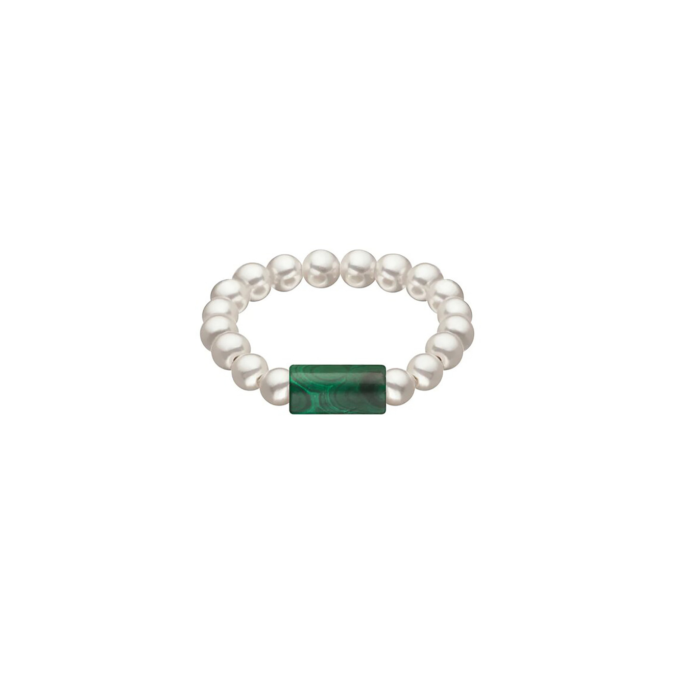 Saturn Capricorn Pearl and Malachite Ring