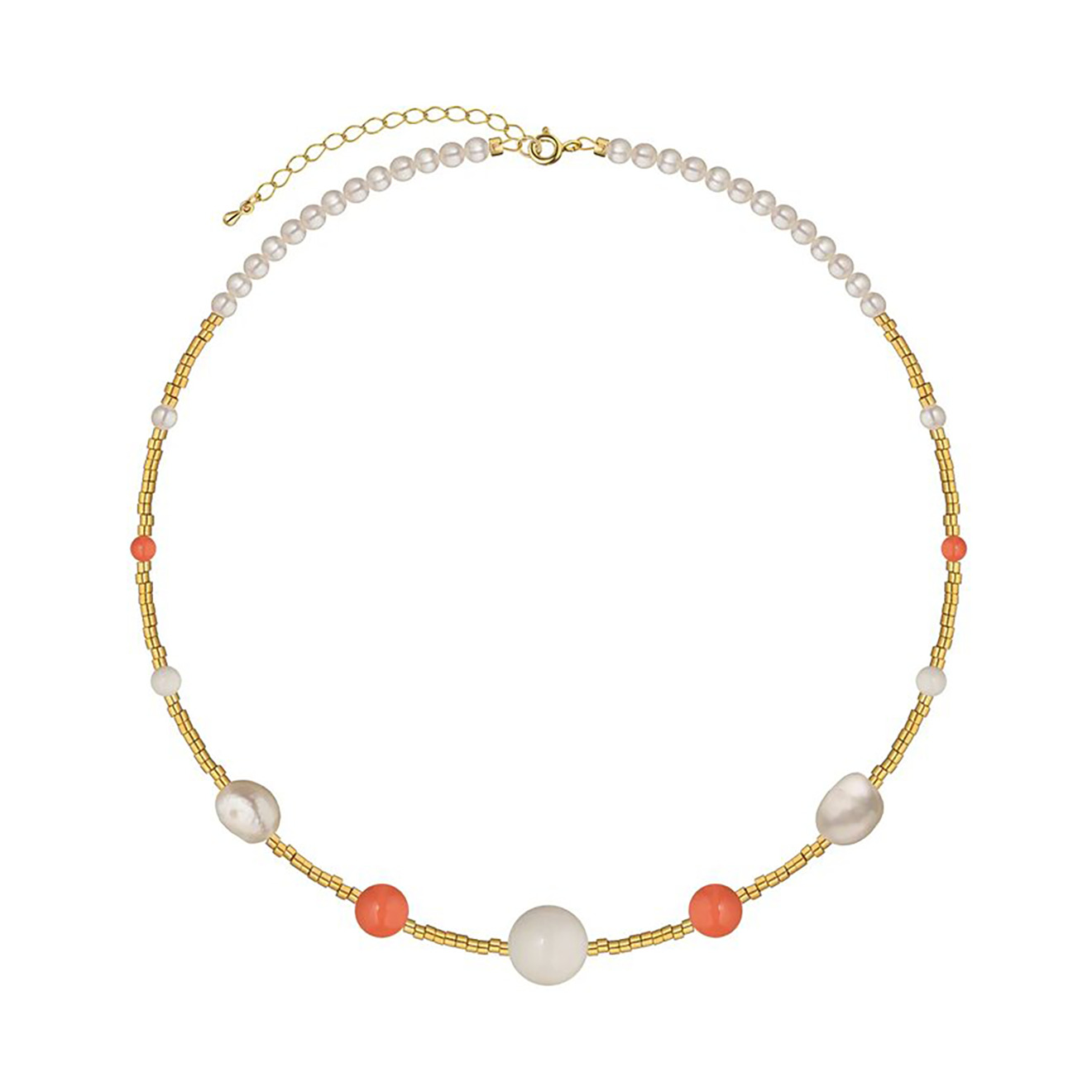 Coral gold-plated necklace with pearls