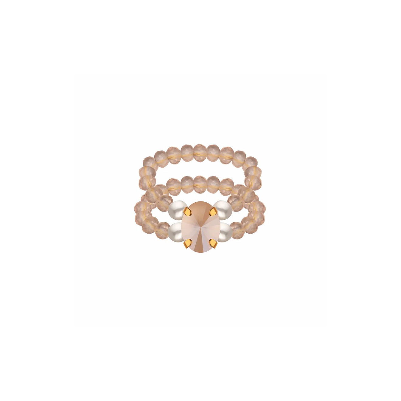 Двойное кольцо с жемчугом и кристаллами Swarovski Moon Cancer