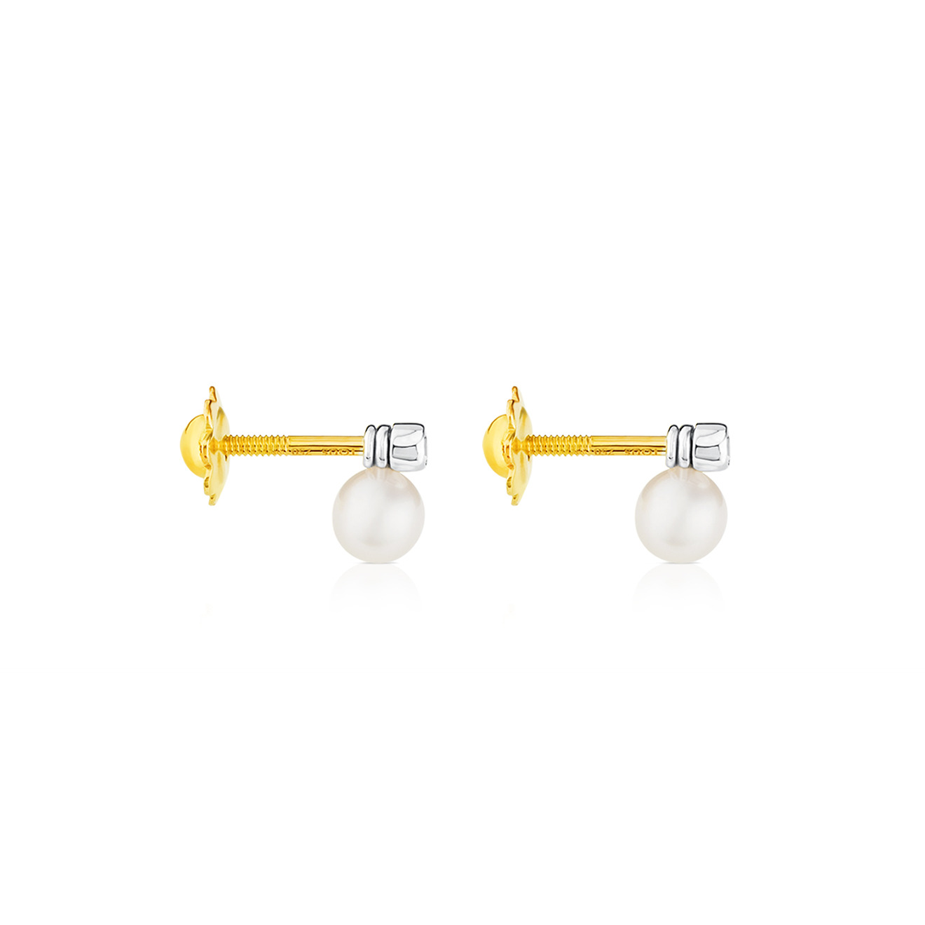 Sweet Dolls earrings in yellow gold with pearls and diamonds