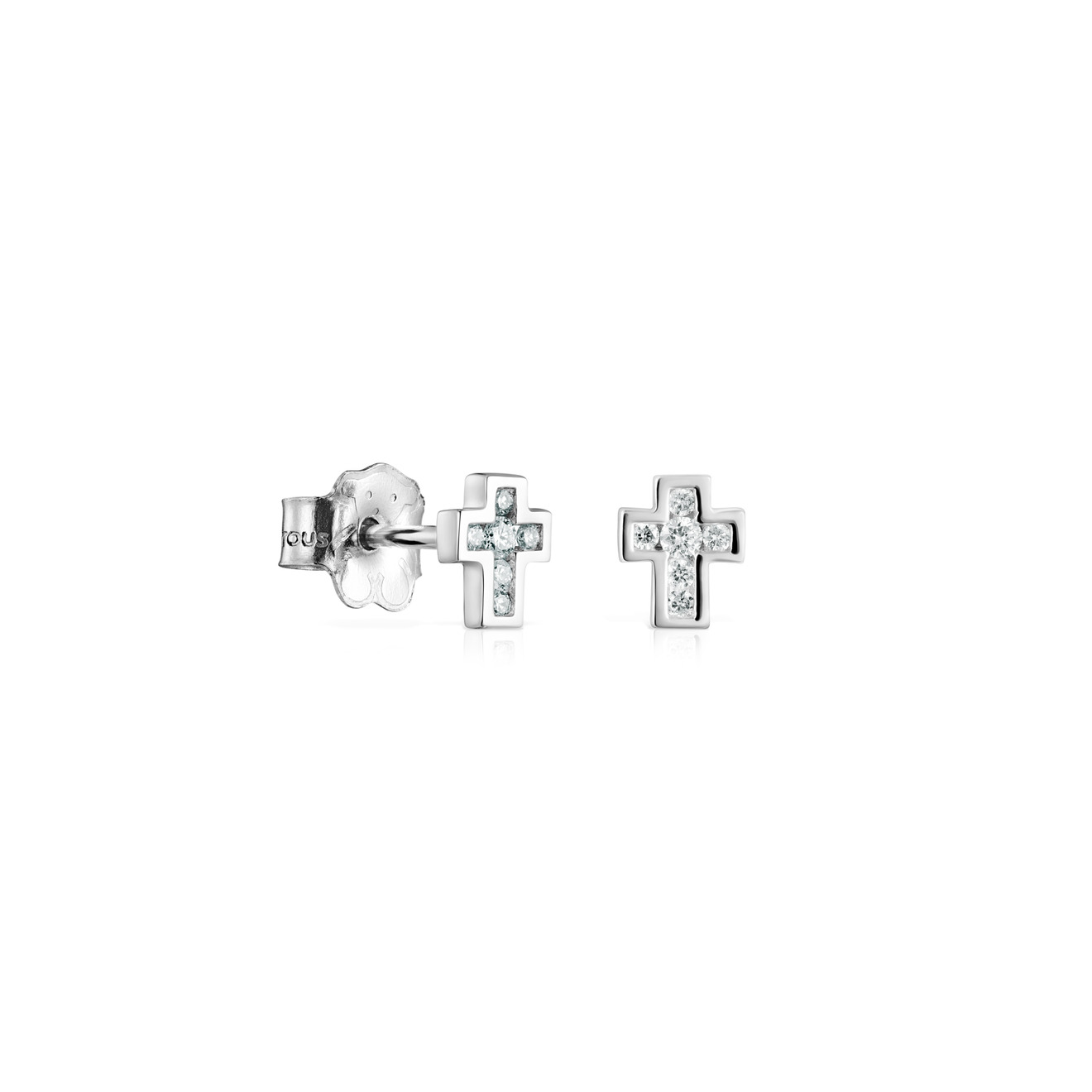 Les Classiques cross earrings in white gold with diamonds