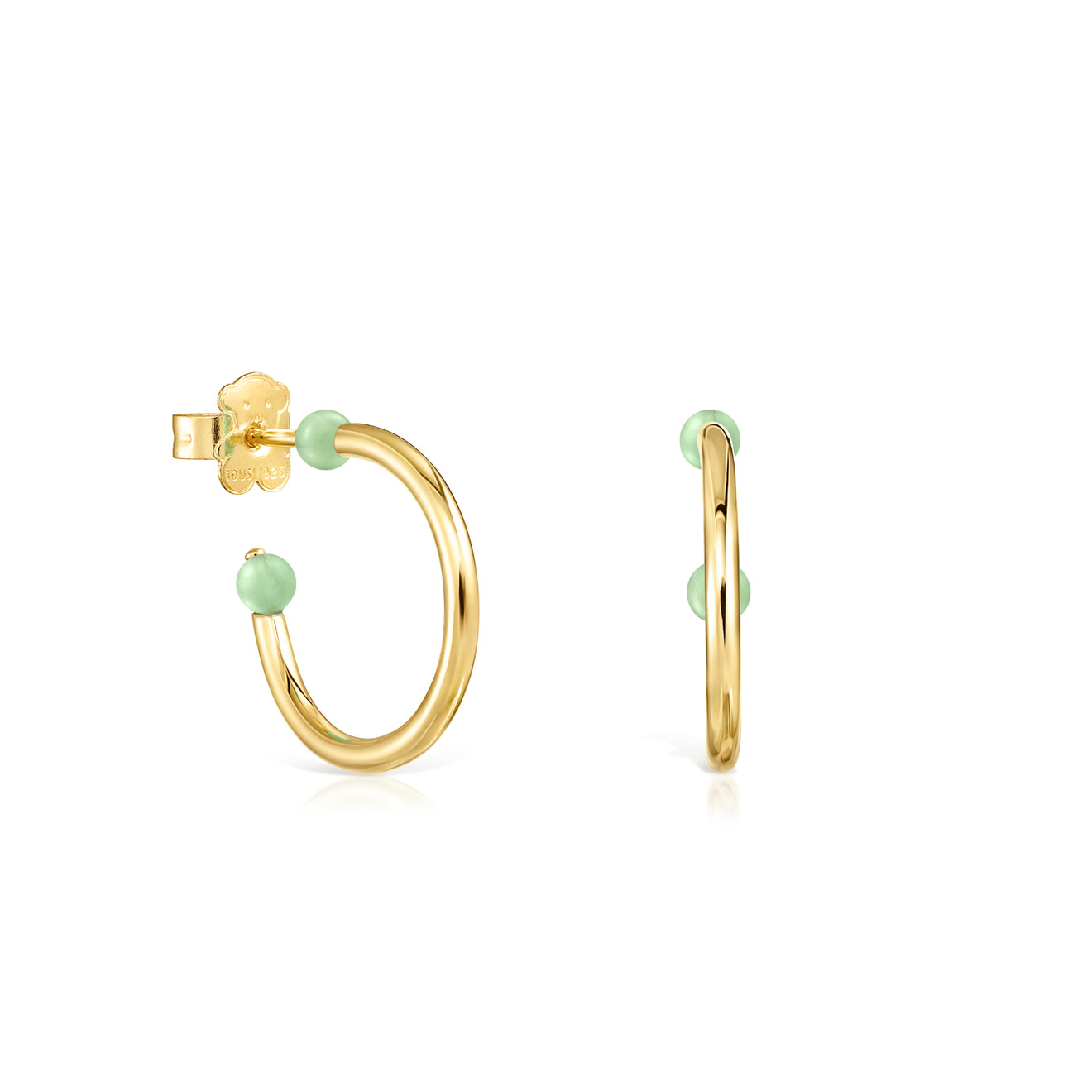 Small Batala earrings made of silver with vermeil coating with chrysoprase