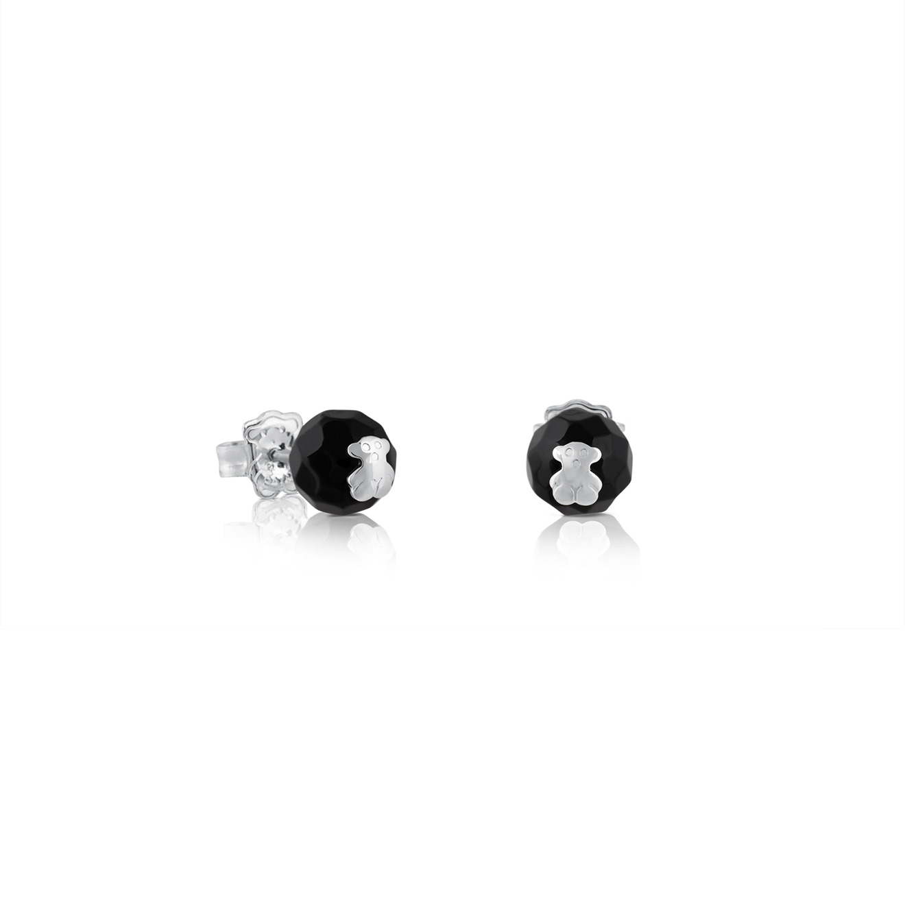 Серьги Bear из серебра высшей пробы c граненым ониксом