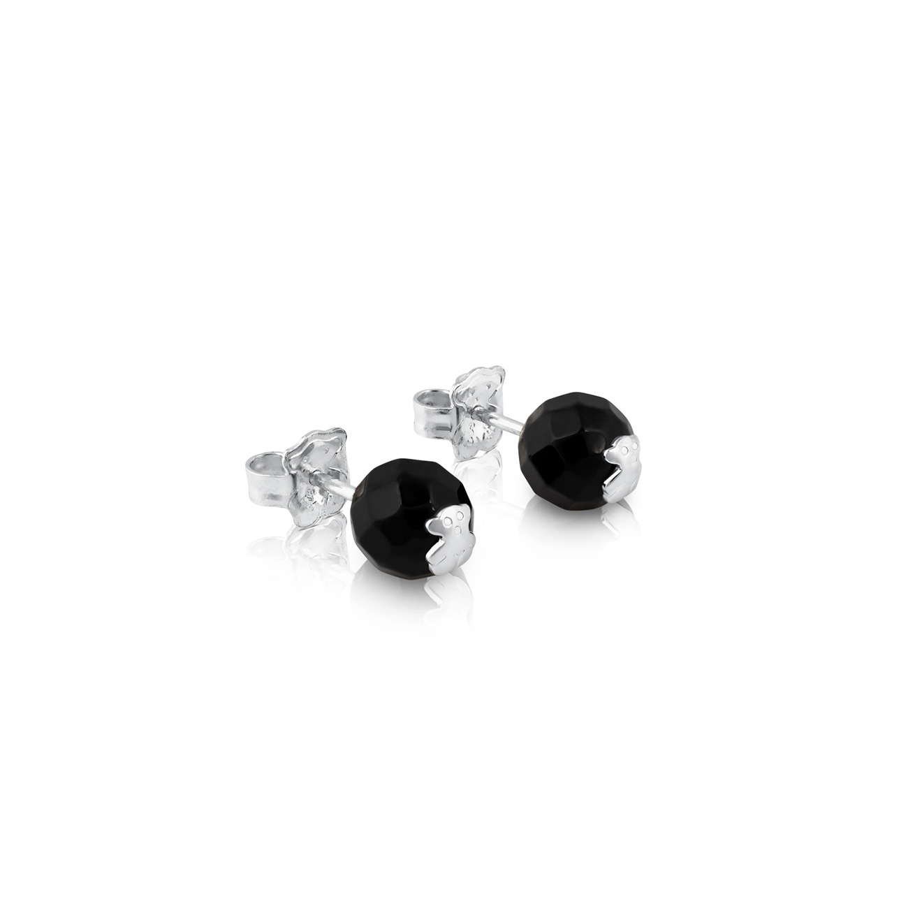 Серьги Bear из серебра высшей пробы c граненым ониксом
