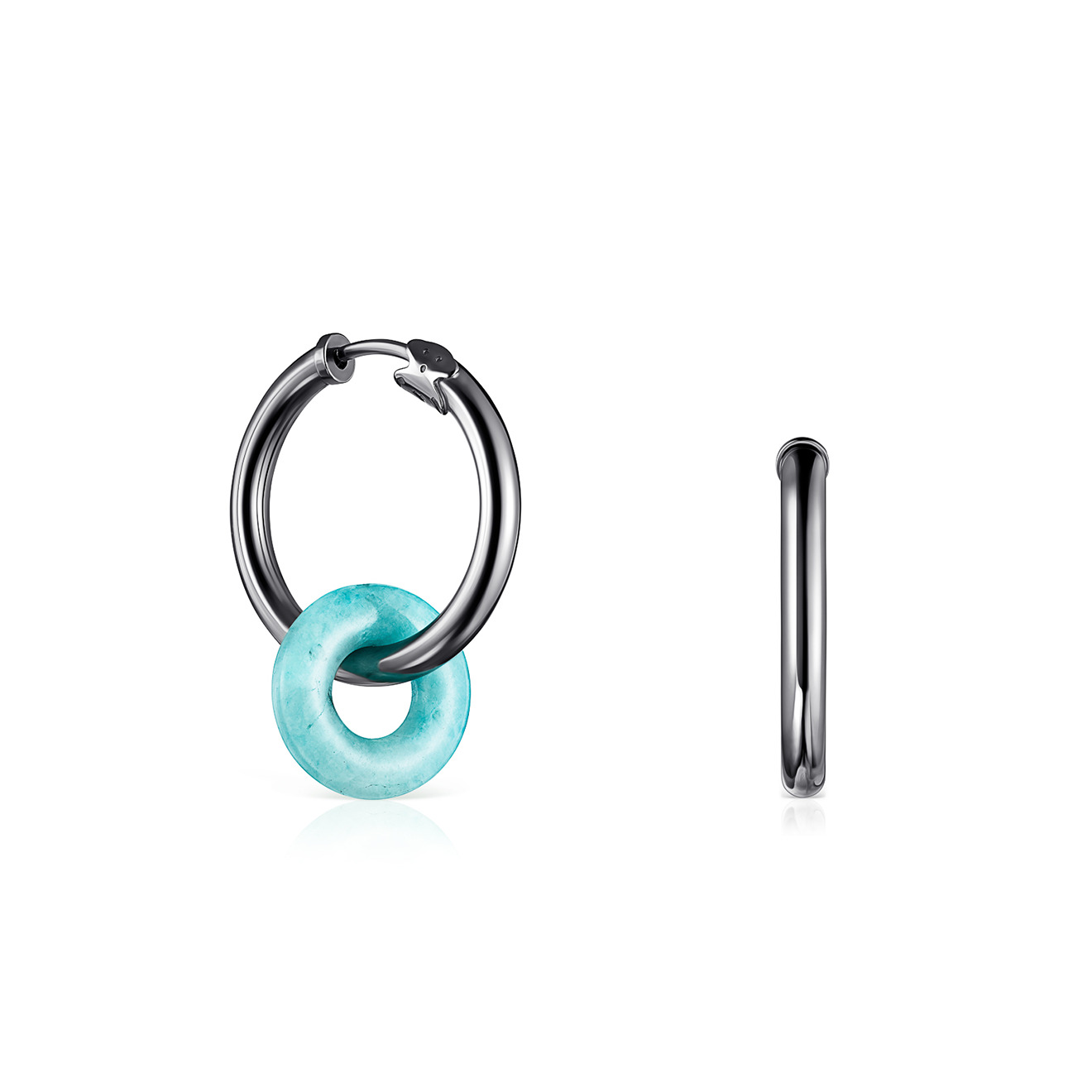 Hold Gems Look Earrings in ruthenium-coated silver with amazonite