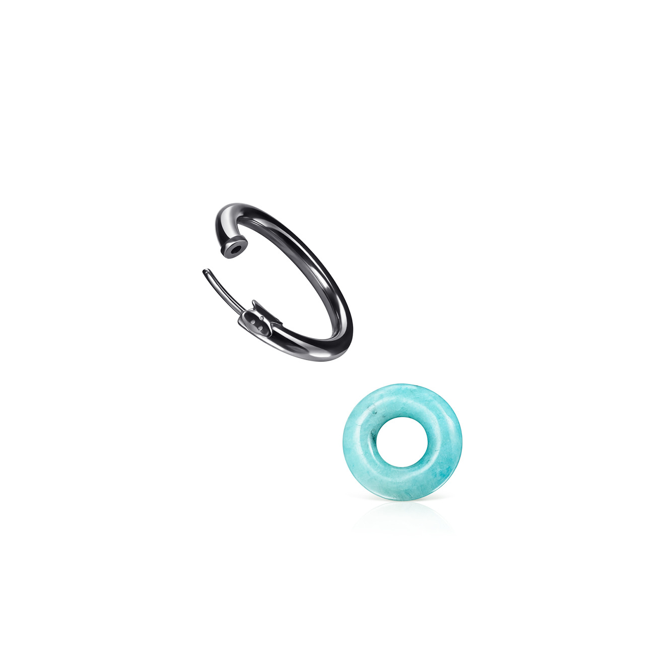 Hold Gems Look Earrings in ruthenium-coated silver with amazonite