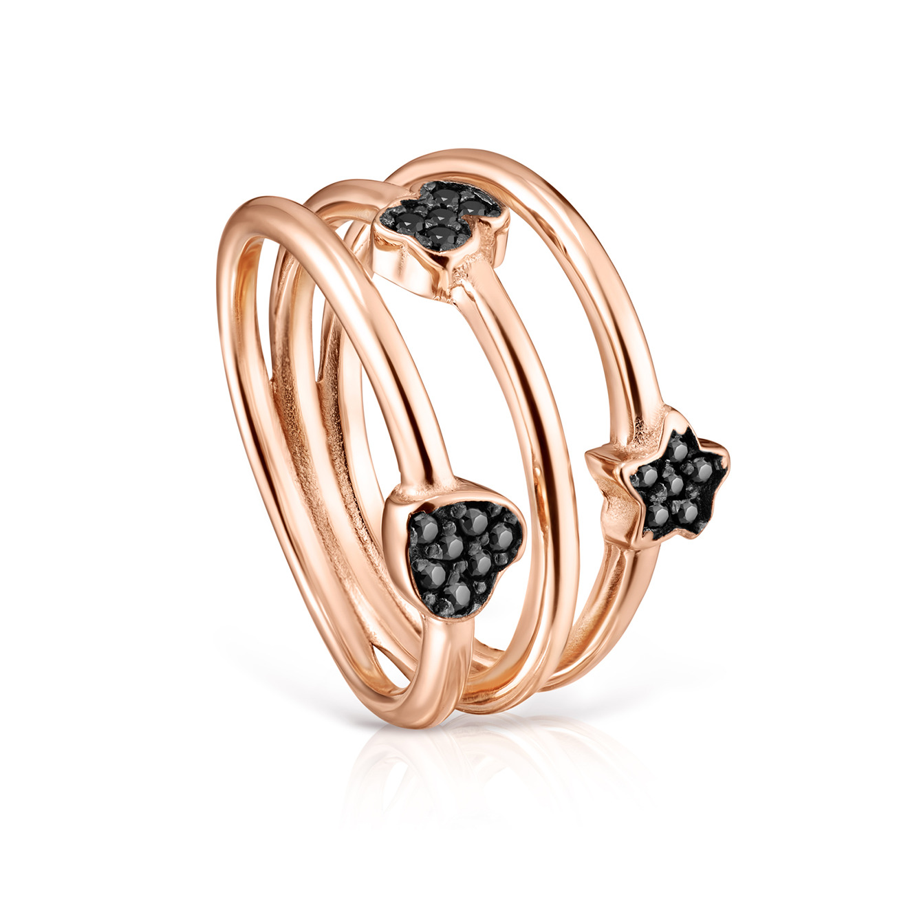 Motif ring made of silver with vermeil coating with spinel