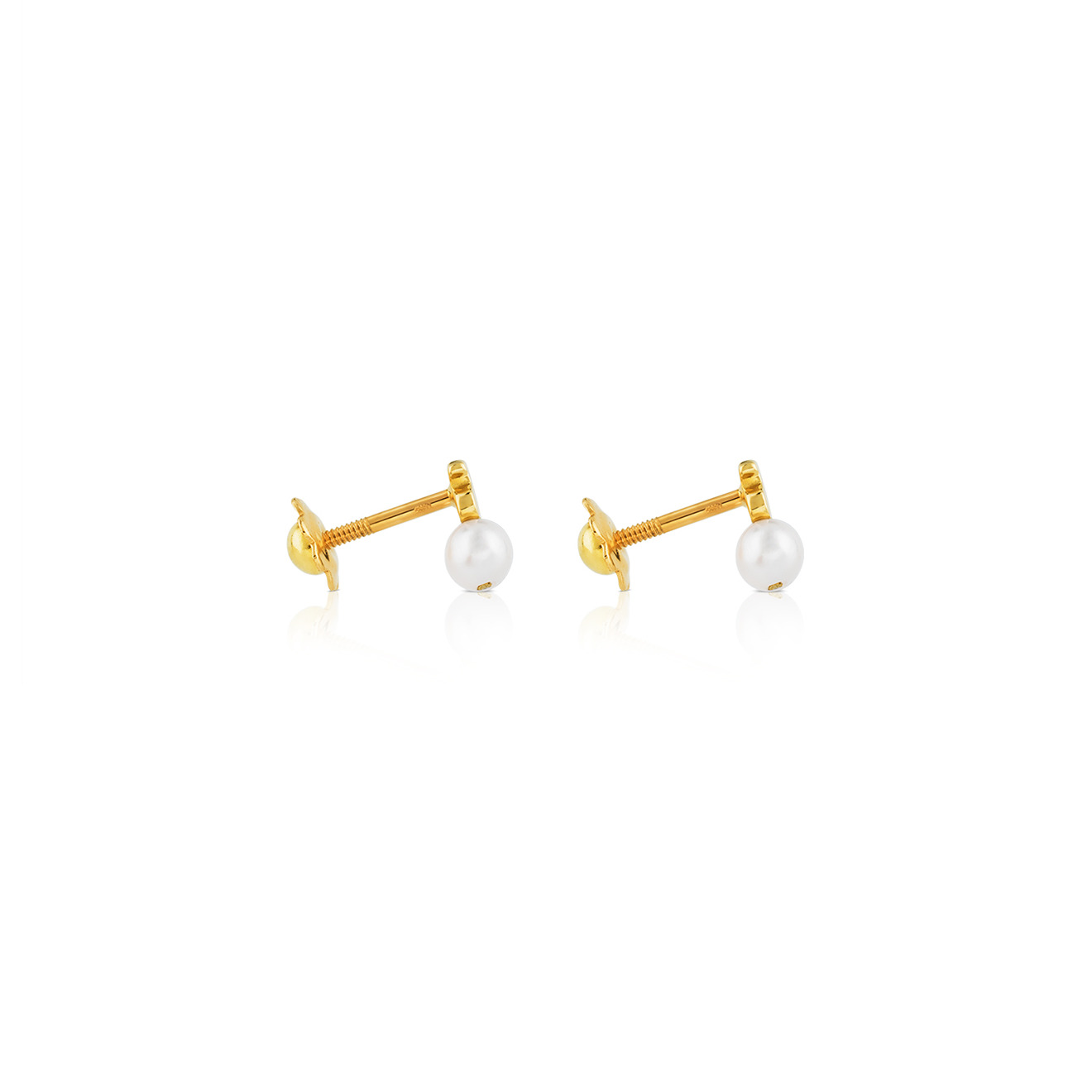 Puppies earrings in yellow gold with pearls
