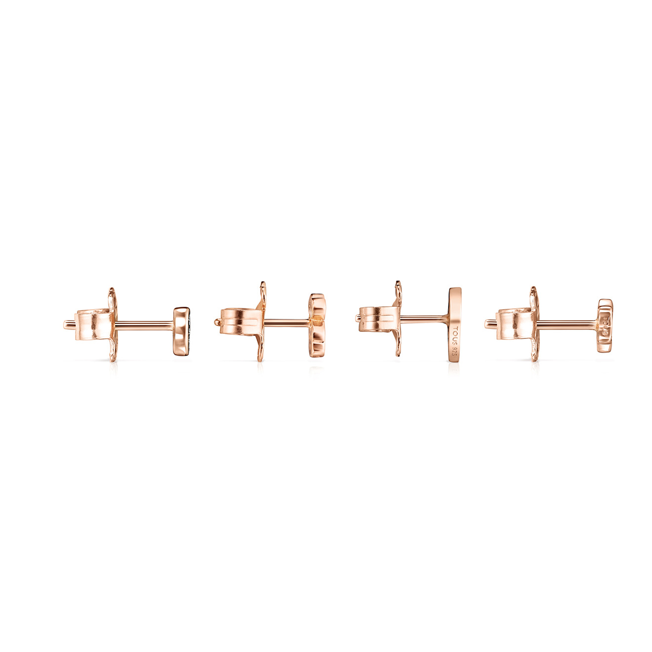 Set of 4 Motif earrings made of silver with vermeil coating with spinel