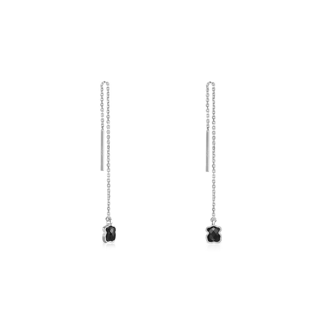 Длинные серьги Mini Onix из серебра с ониксом