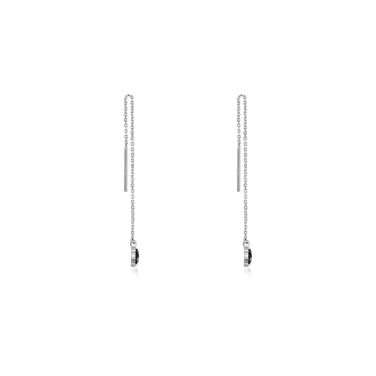 Длинные серьги Mini Onix из серебра с ониксом