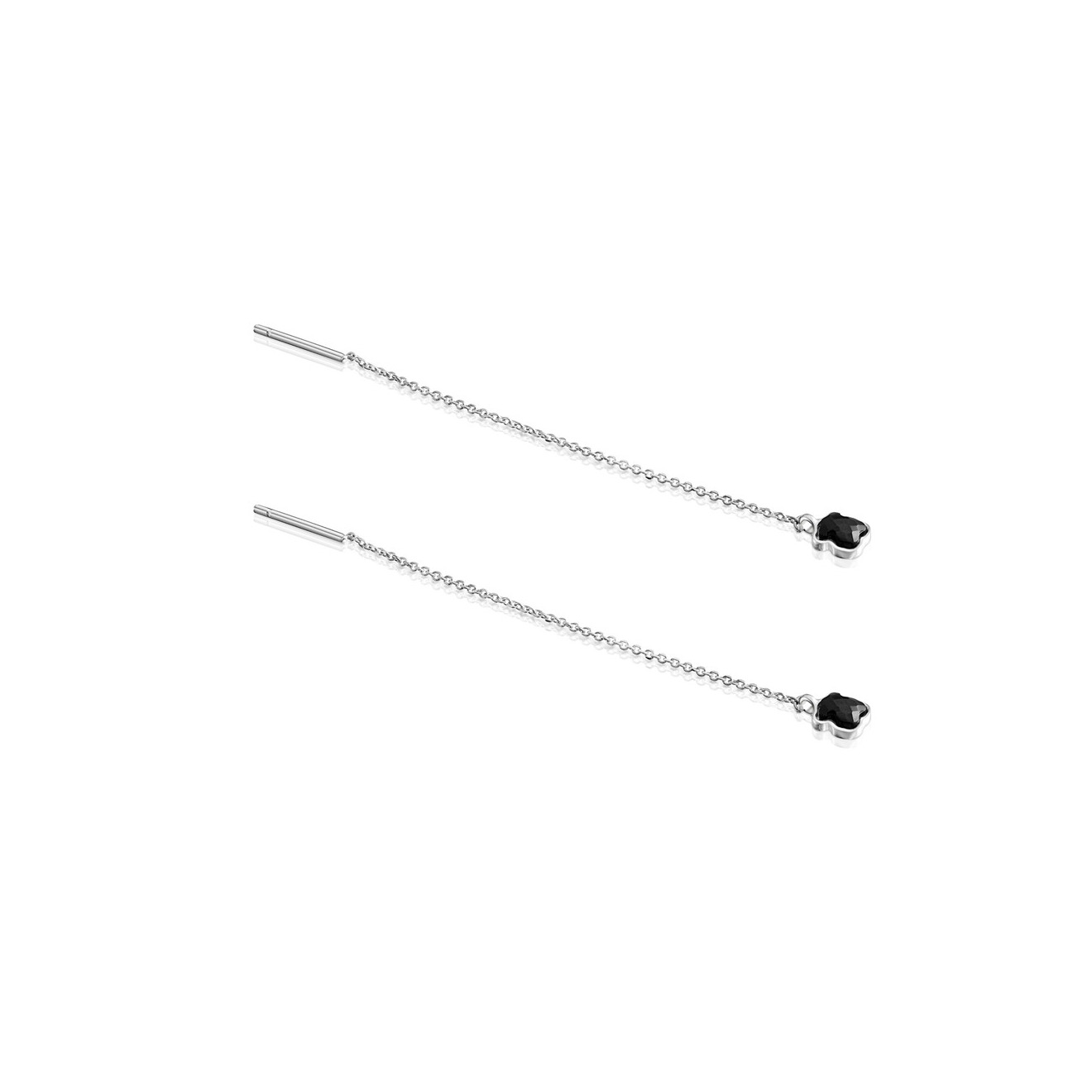Длинные серьги Mini Onix из серебра с ониксом