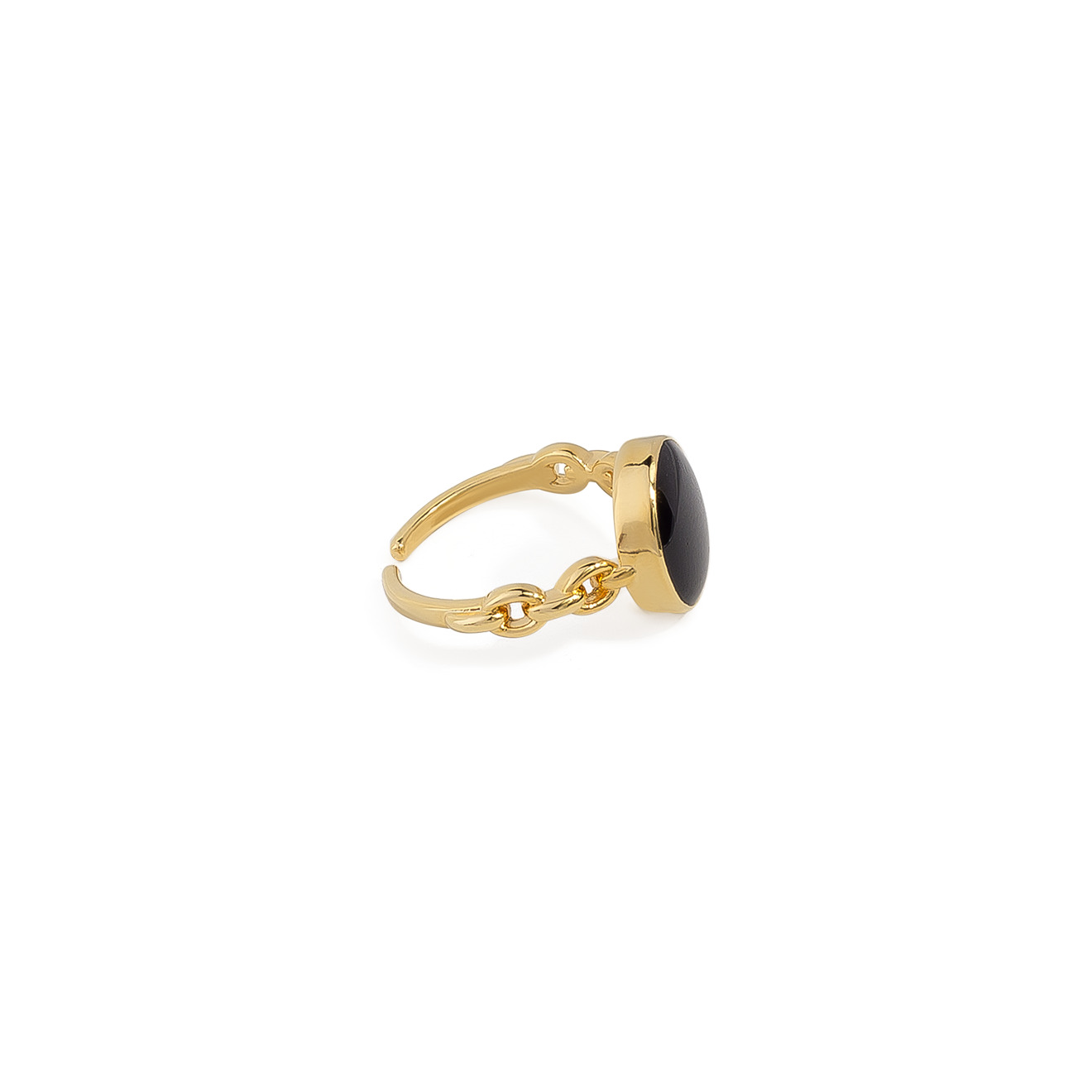 chain ring with black stone