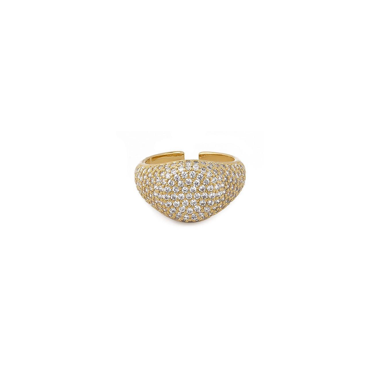 Herald Percy Золотистое кольцо-печатка с кристаллами