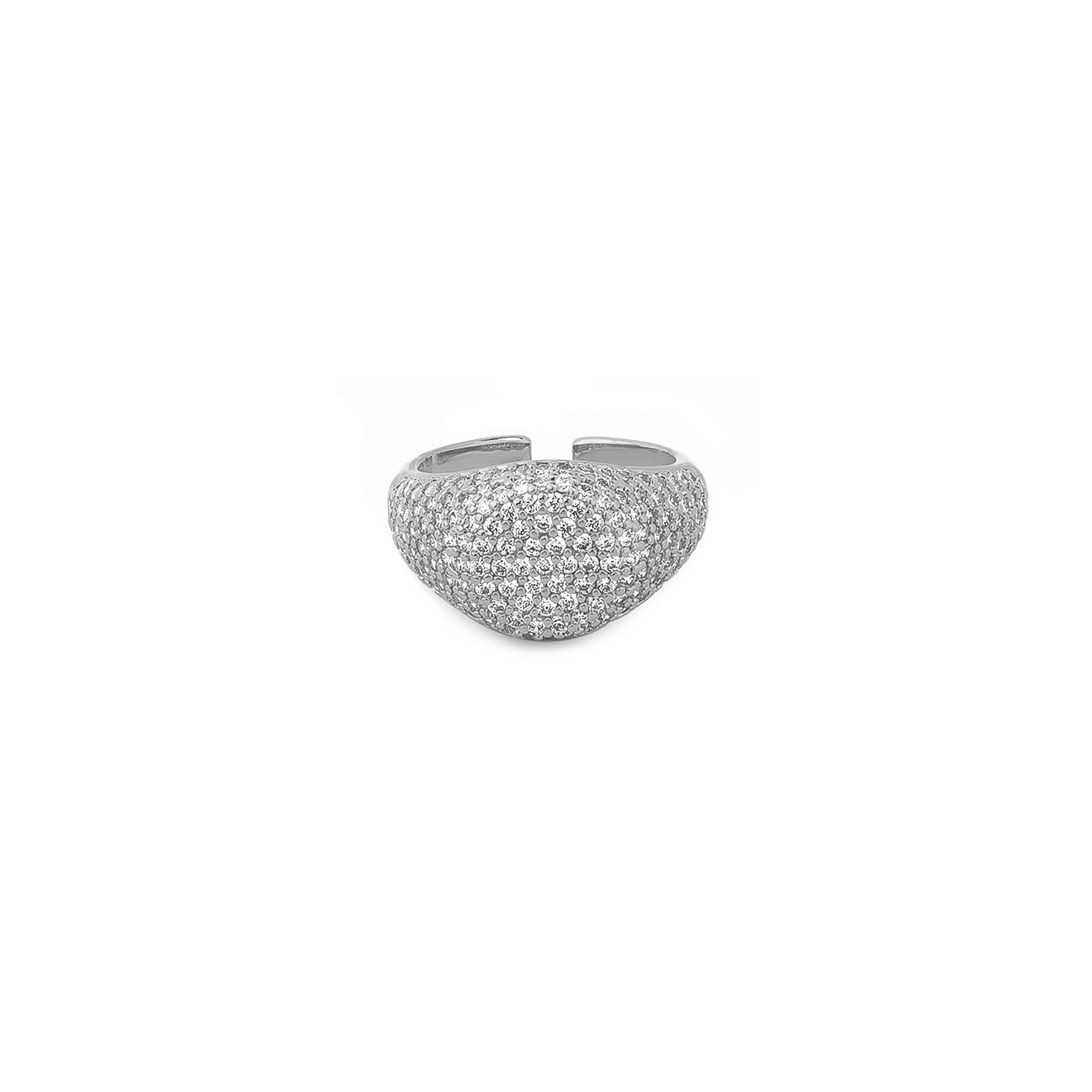 Herald Percy Серебристое кольцо-печатка с кристаллами lisa smith серебристое кольцо с кристаллами