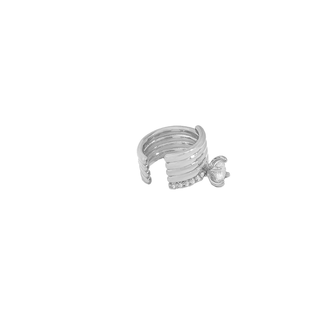 Silver wide cuff with crystal
