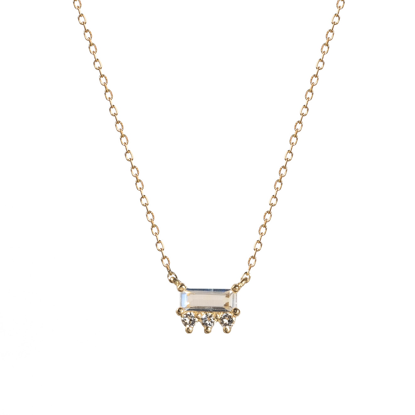 Gold pendant with white topaz and moonstone