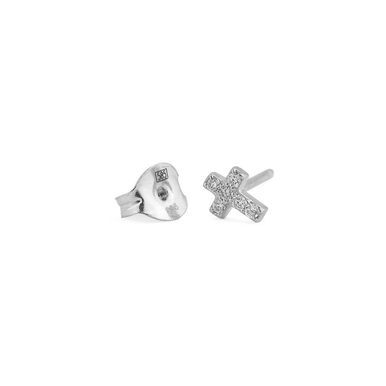 Busets-crosses made of white gold with diamonds