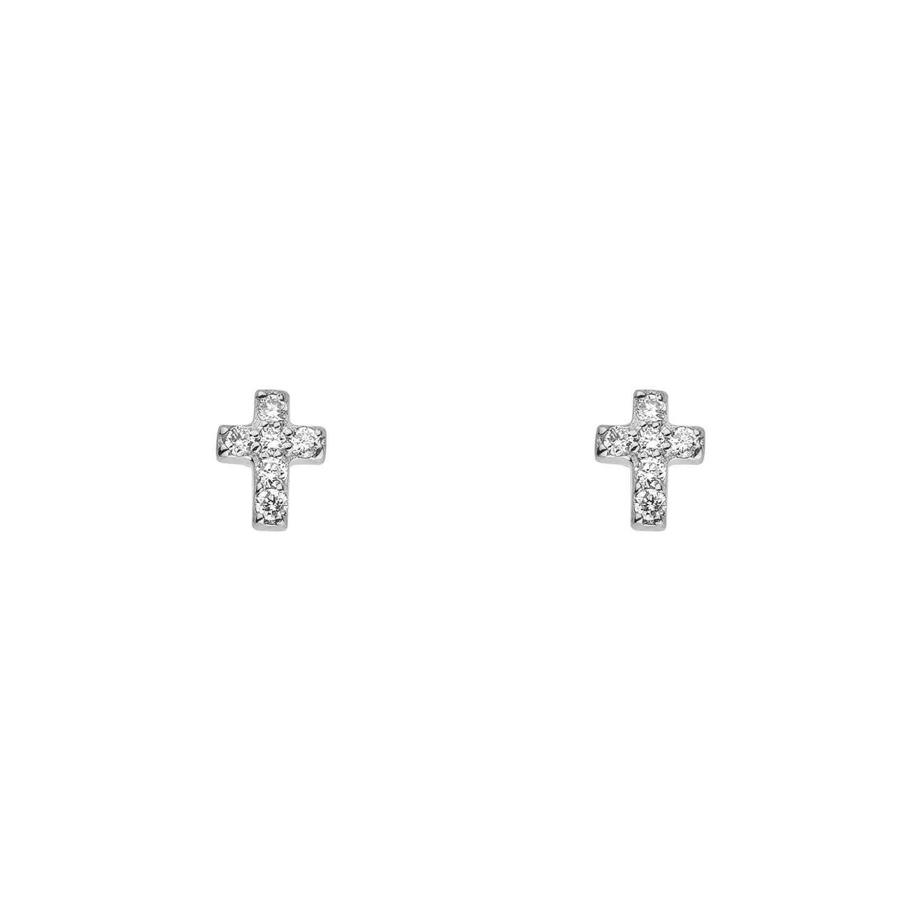 Busets-crosses made of white gold with diamonds