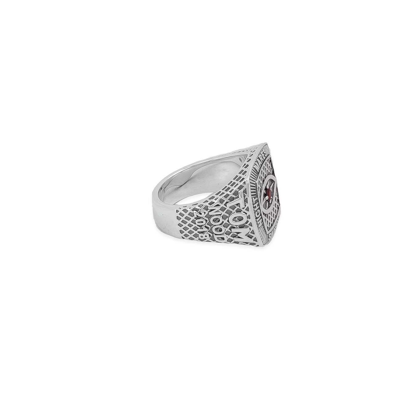 Silver signet ring with red glass
