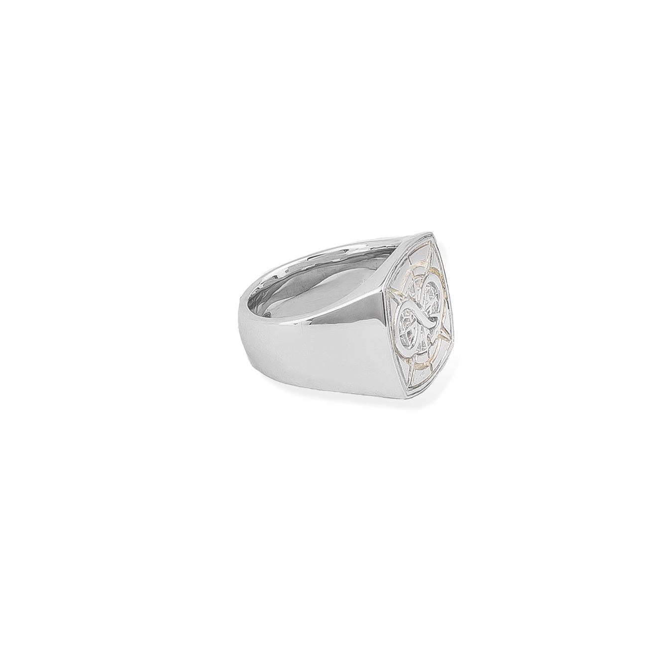 Silver signet ring with Ouroboros
