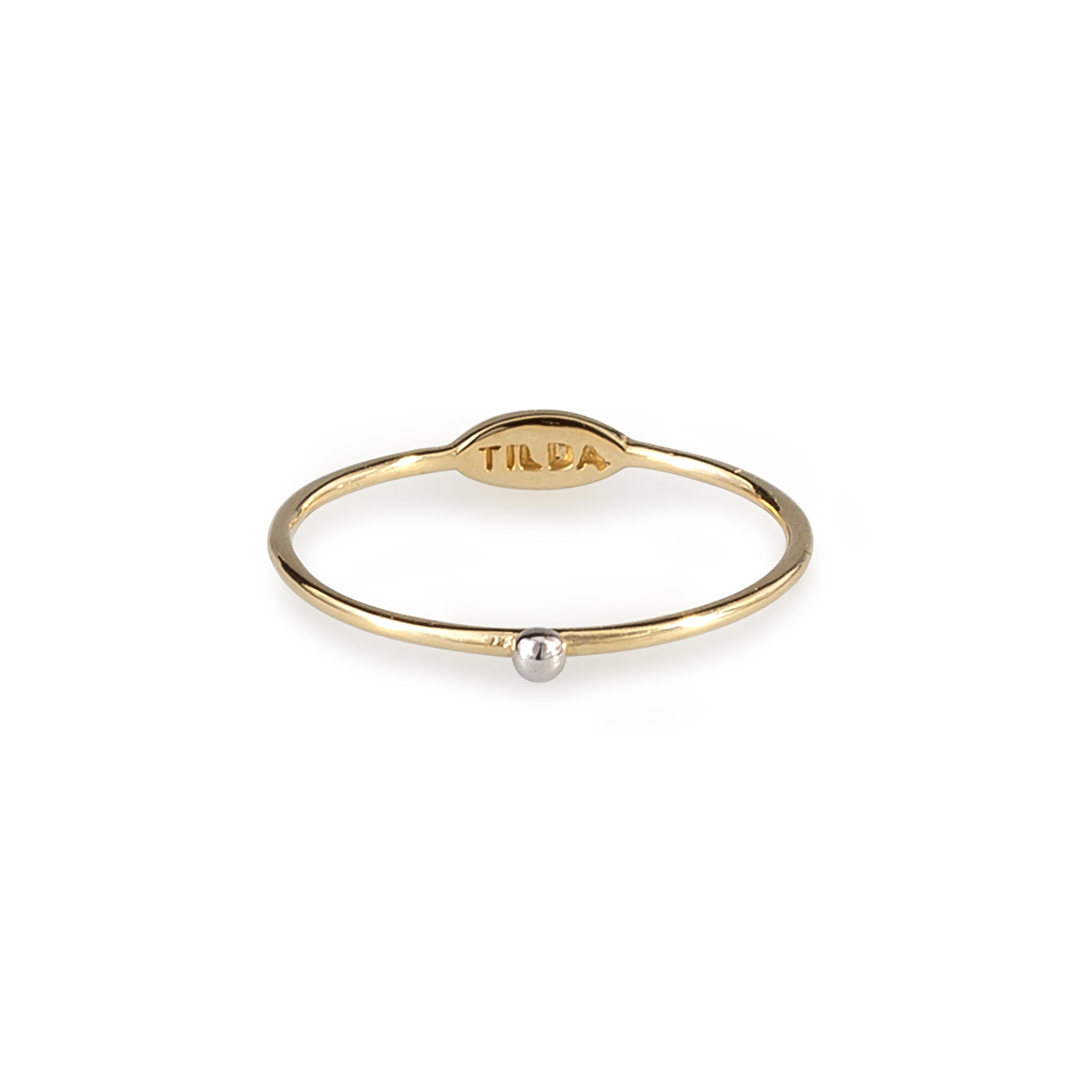 цена Tilda Тонкое кольцо из желтого золота с белым шариком