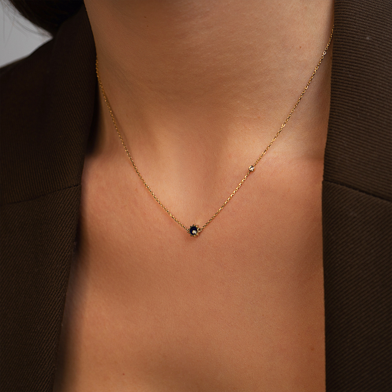 Necklace made of gold with diamonds Astro Blue star