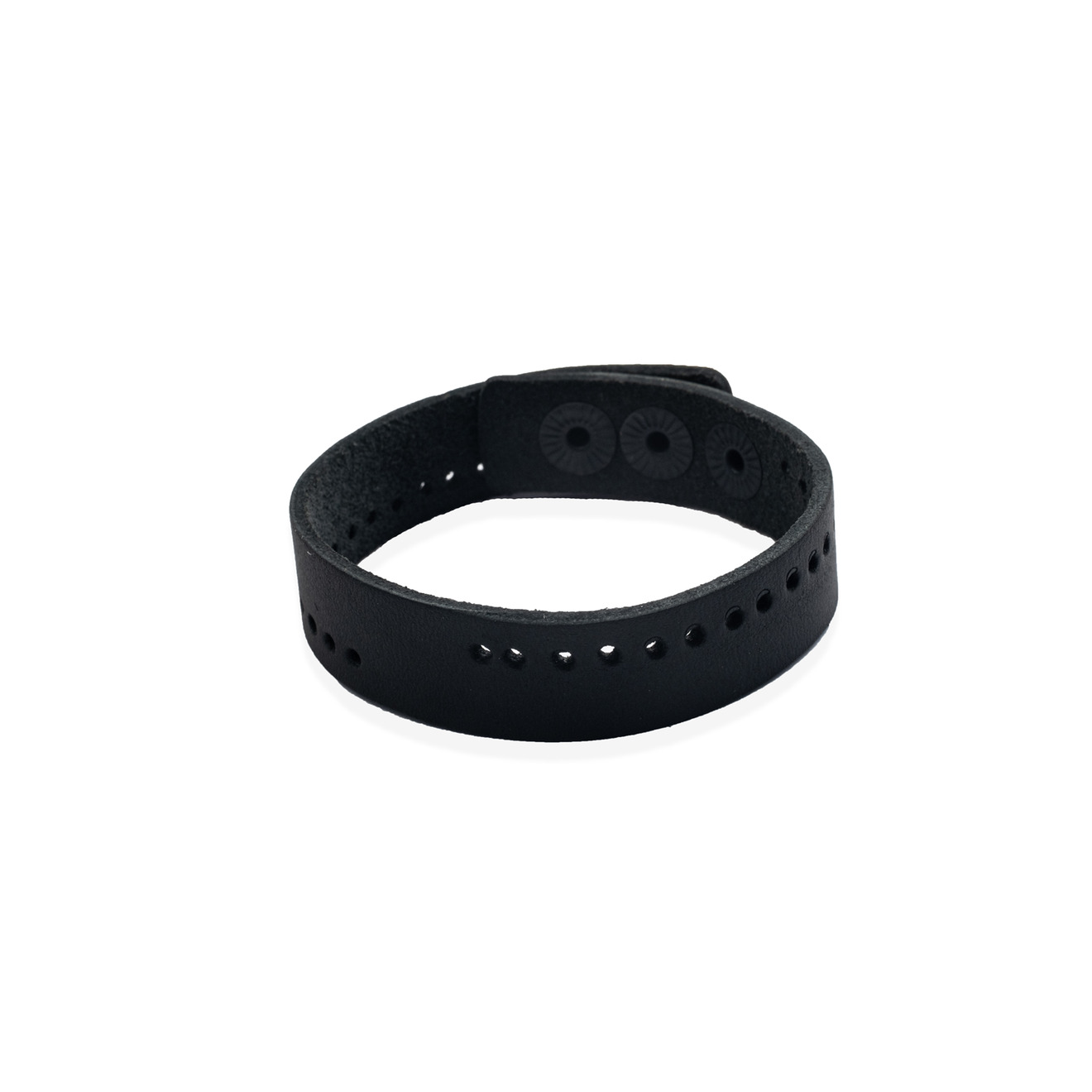 Wide black leather bracelet