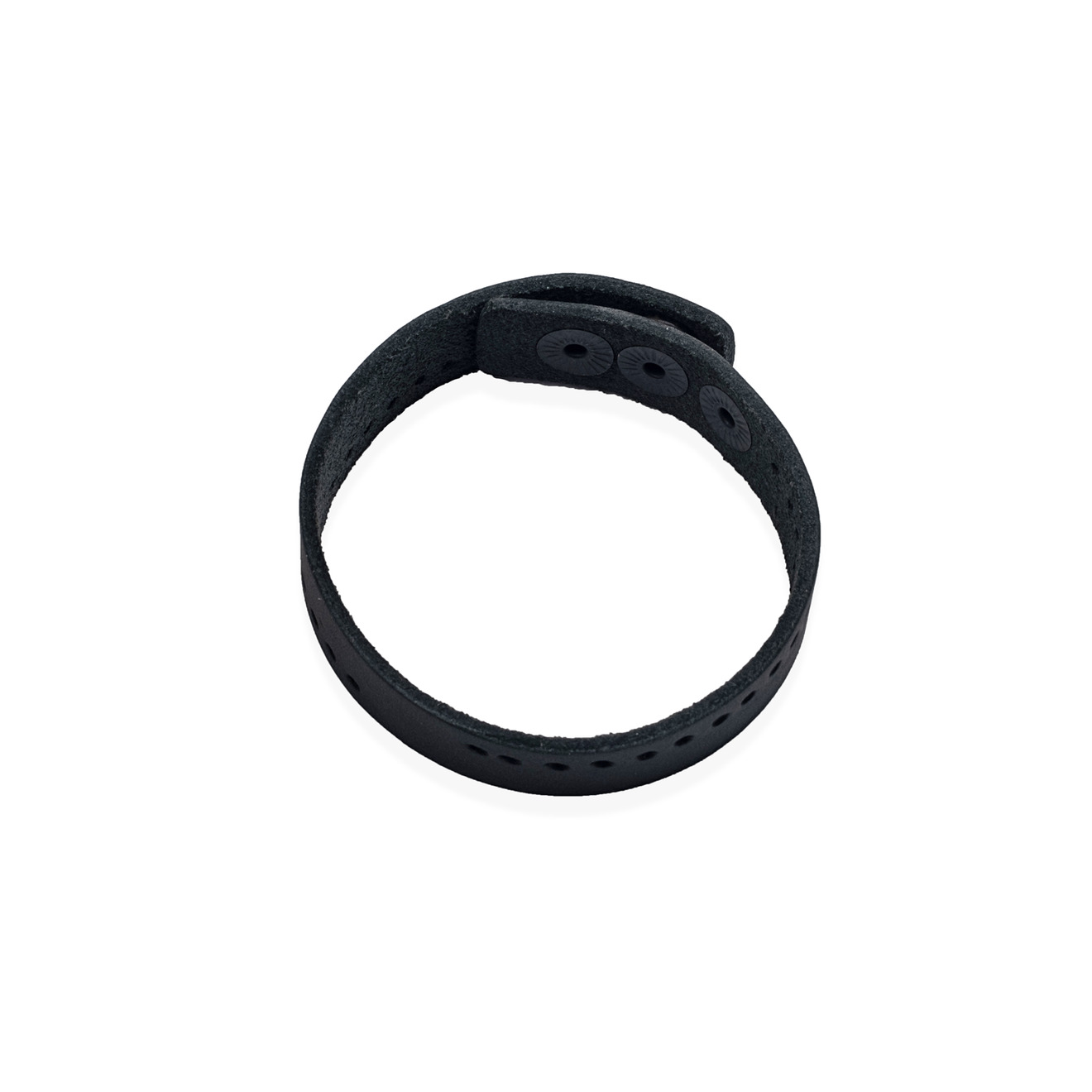 Wide black leather bracelet
