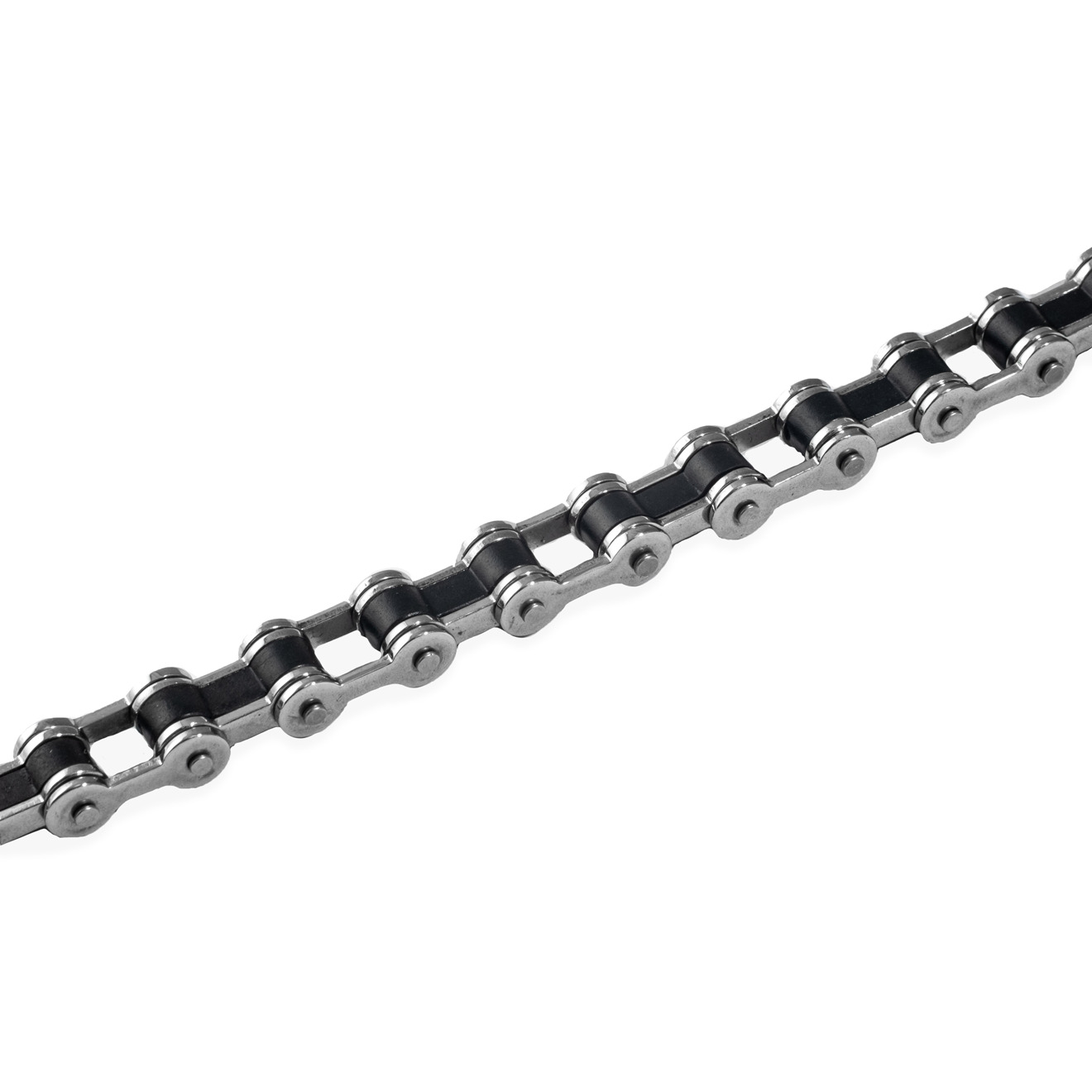 Steel bracelet with black inserts