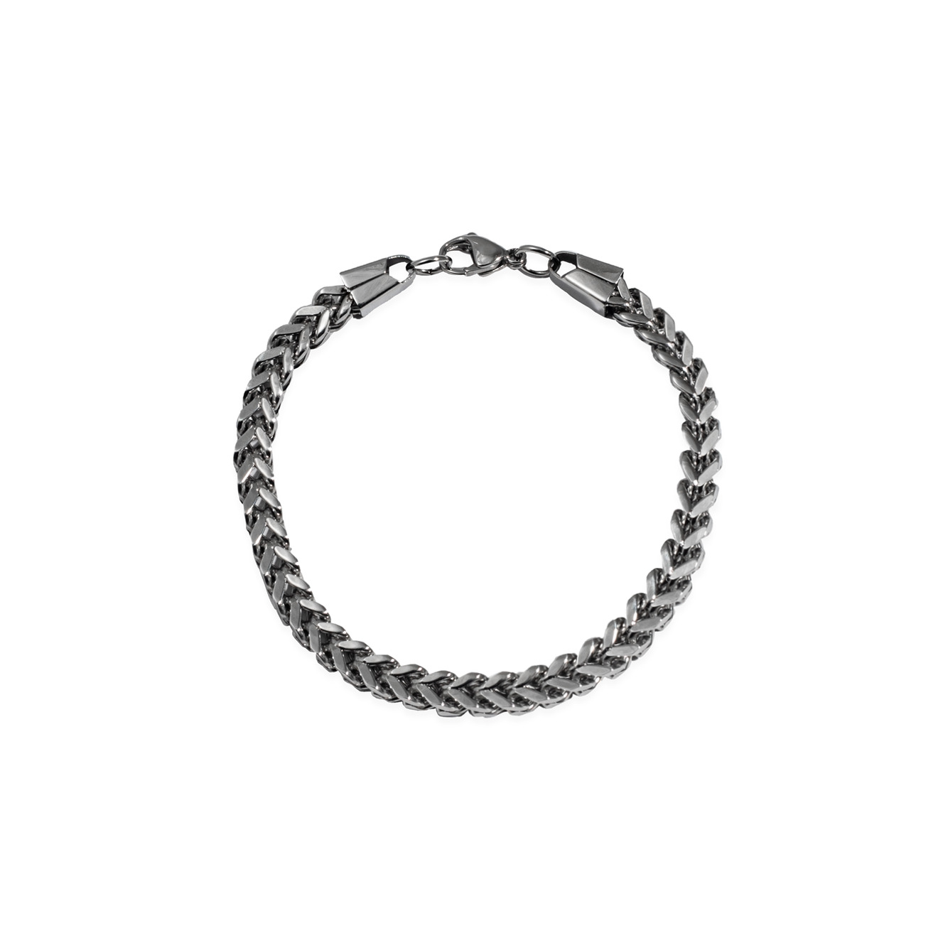 Steel chain bracelet with herringbone links