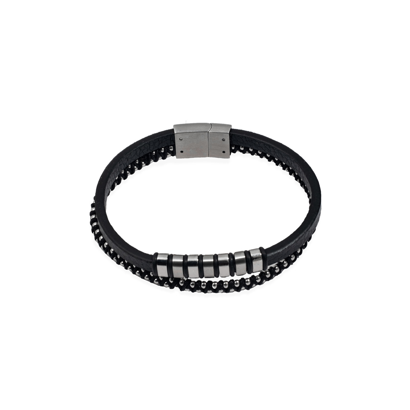 Double Black Leather Bracelet