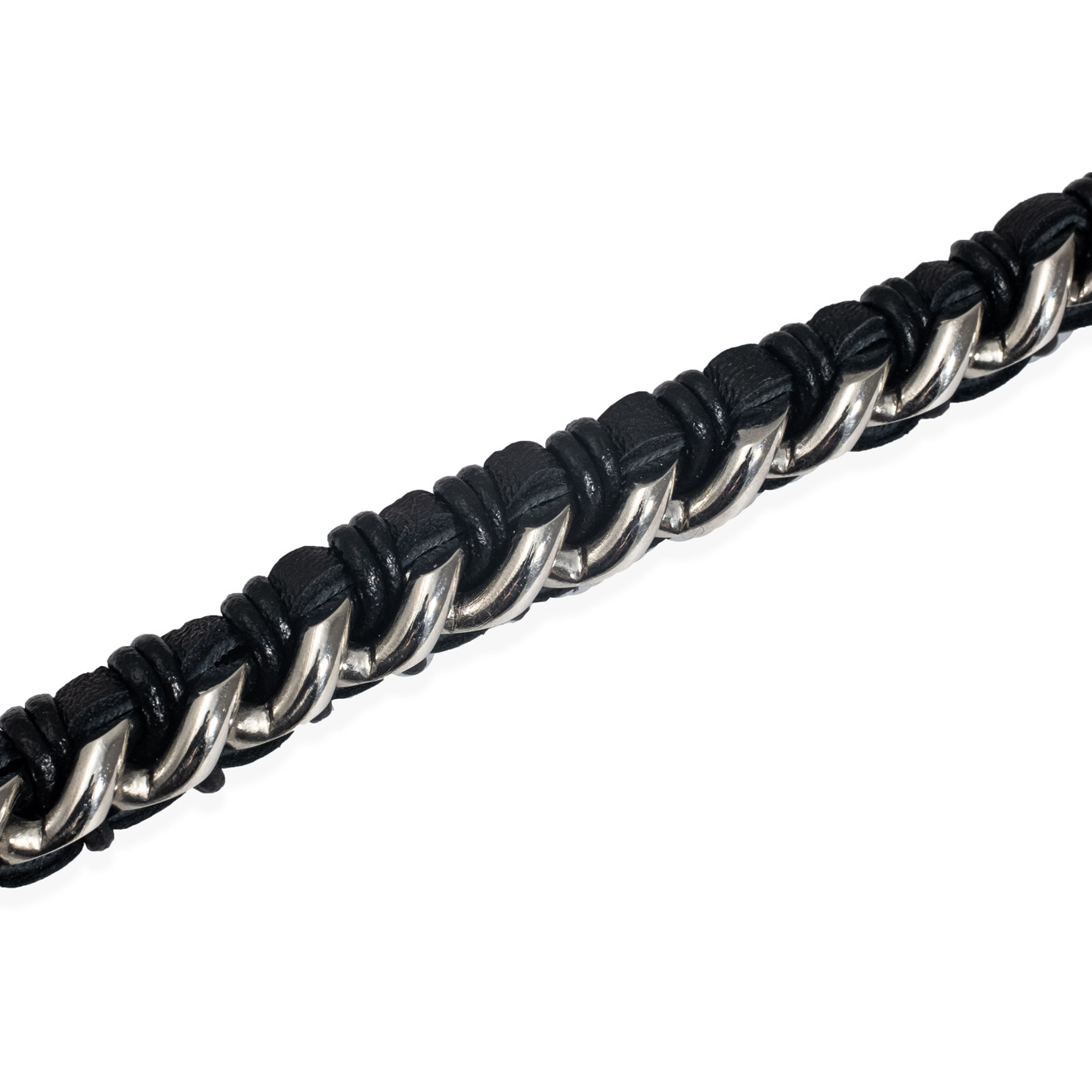 Leather and steel bracelet with tigers
