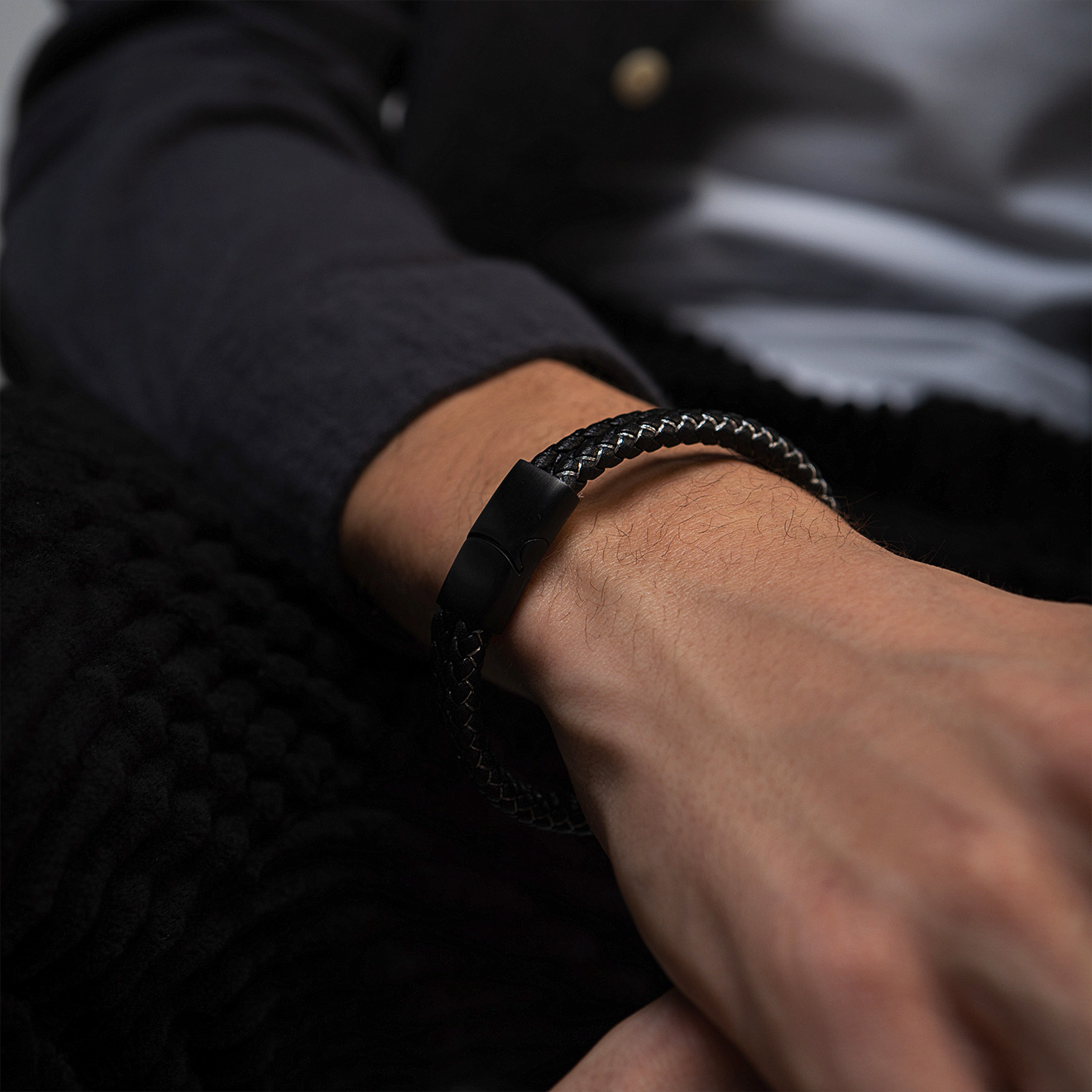 Leather and steel bracelets